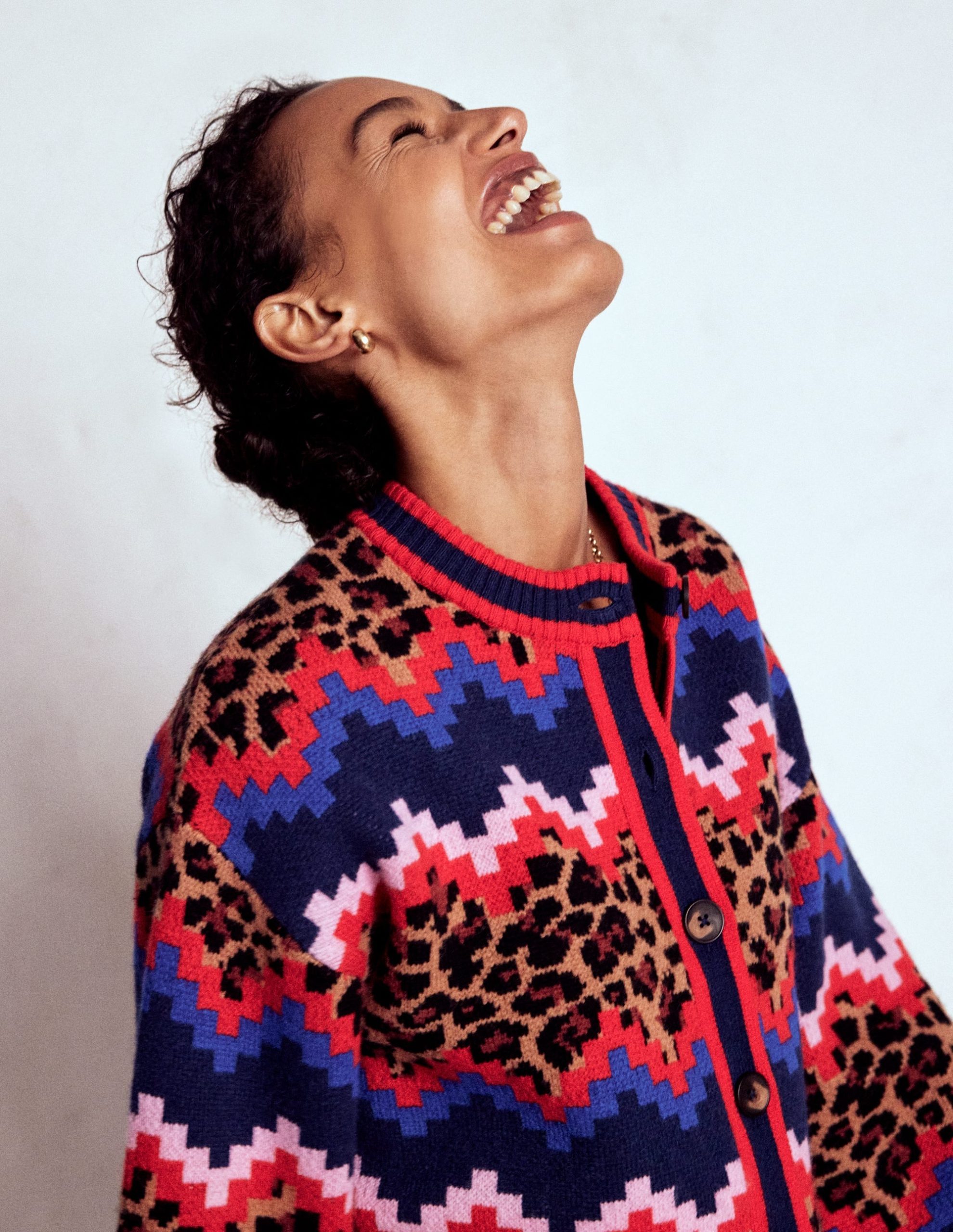 Abi Jacquard Cardigan-Multi Fair Isle. Leopard - Image 5