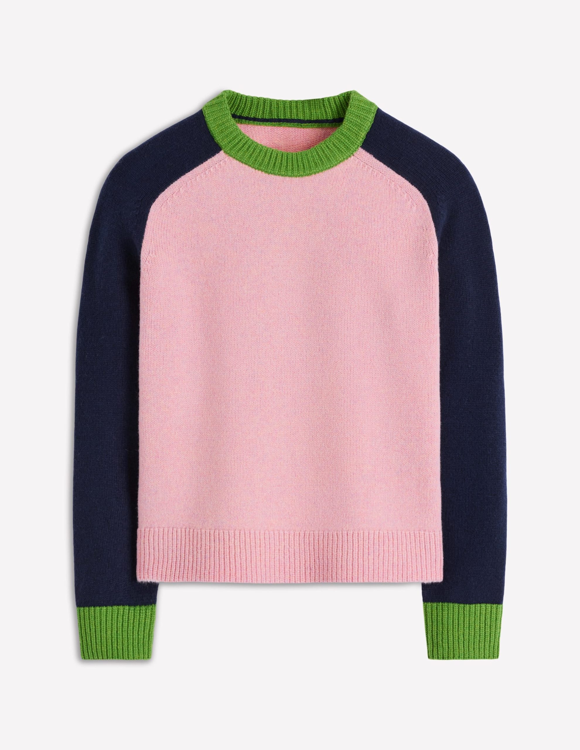 Marion Merino Sweater-French Pink. Navy Colour Block - Image 5