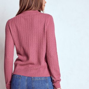 Diane Pointelle Cardigan-Pink Heather
