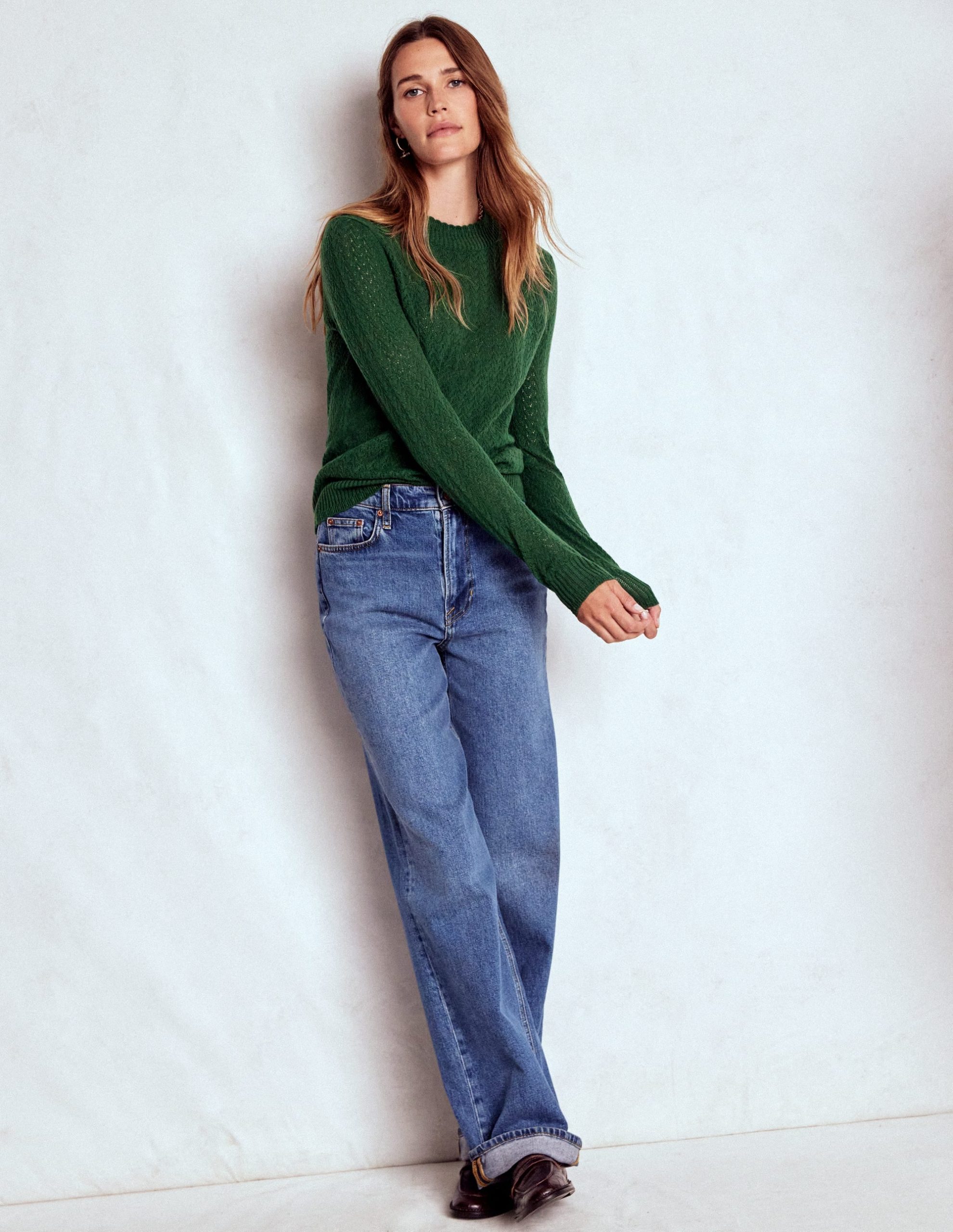 Diane Pointelle Sweater-Hunter Green - Image 5