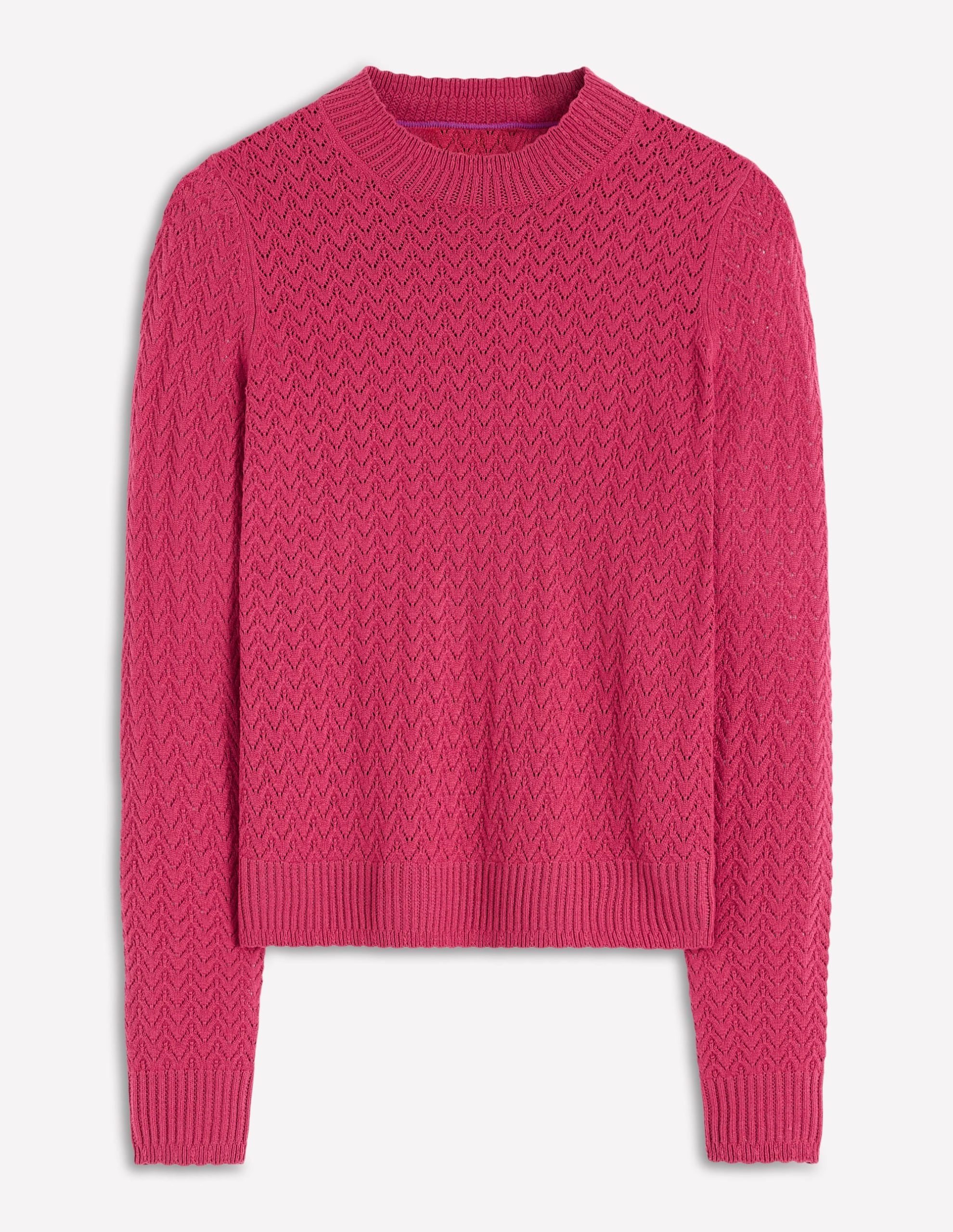 Diane Pointelle Sweater-Bright Cherry - Image 5
