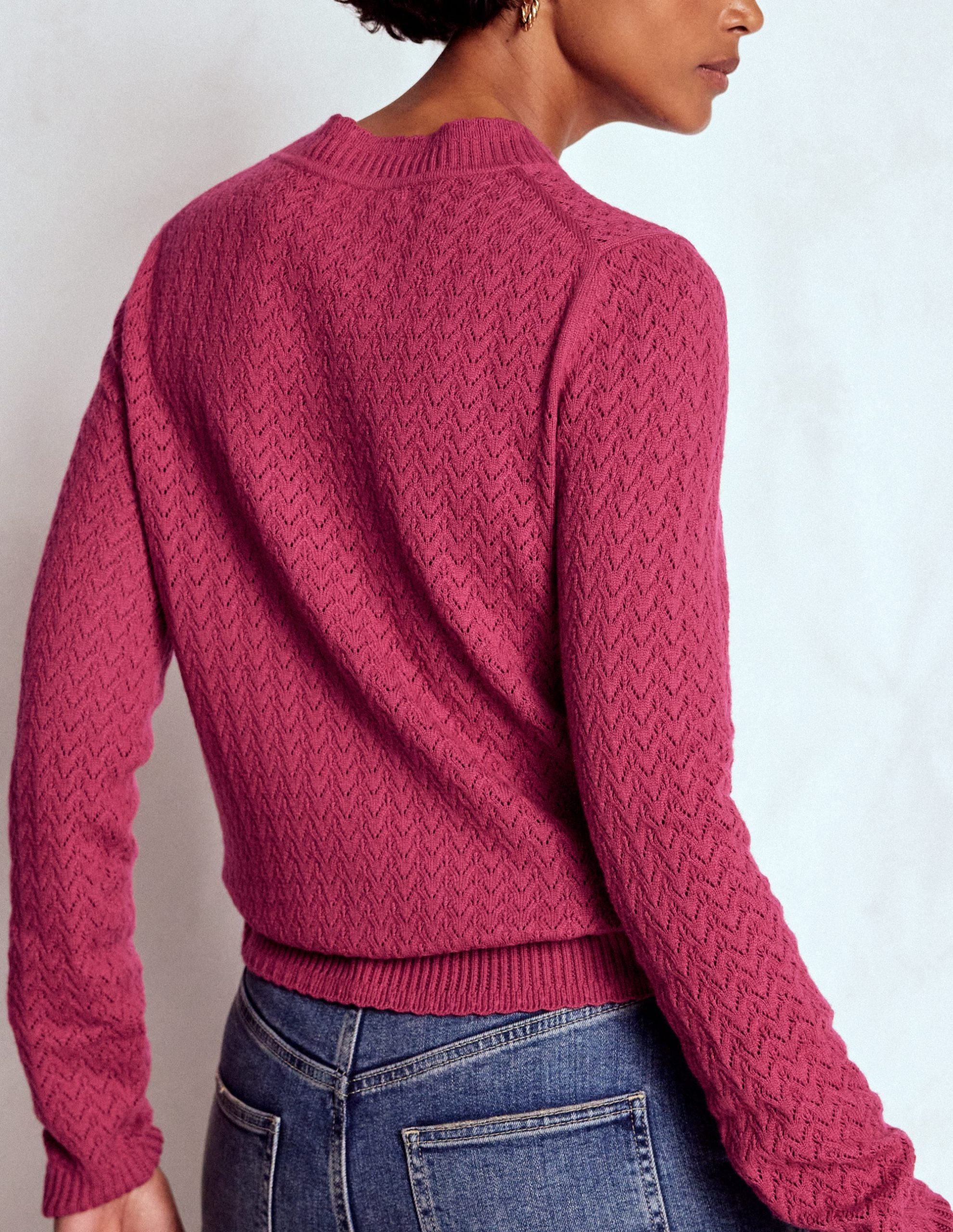 Diane Pointelle Sweater-Bright Cherry - Image 3