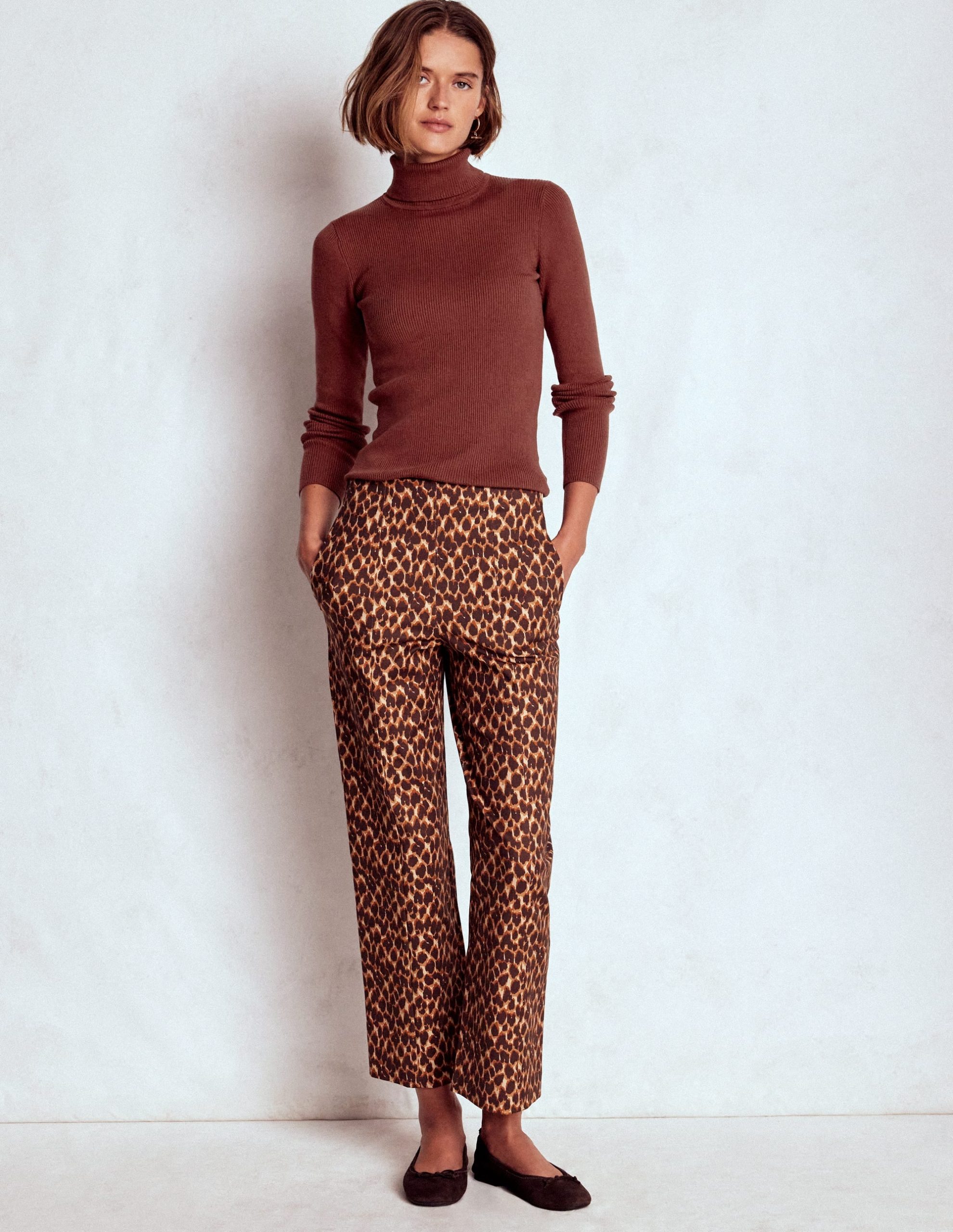 Emilia Roll Neck Sweater-Hot Chocolate Brown - Image 4