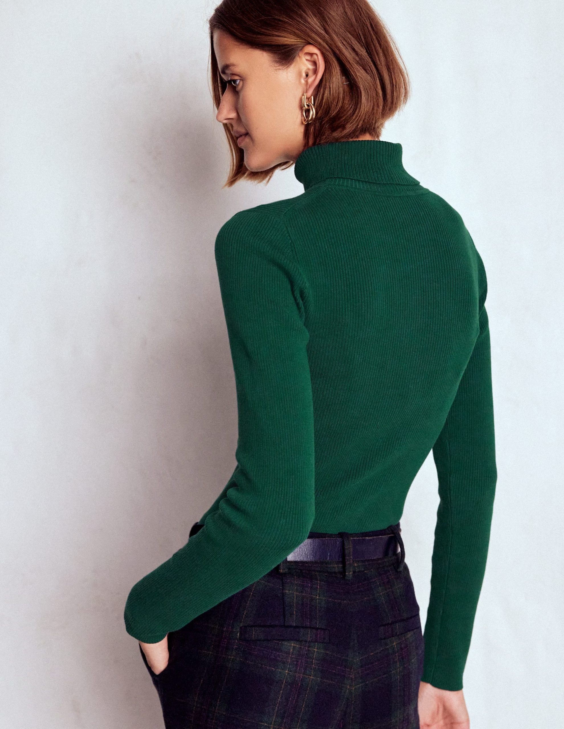 Emilia Roll Neck Sweater-Emerald Night - Image 3