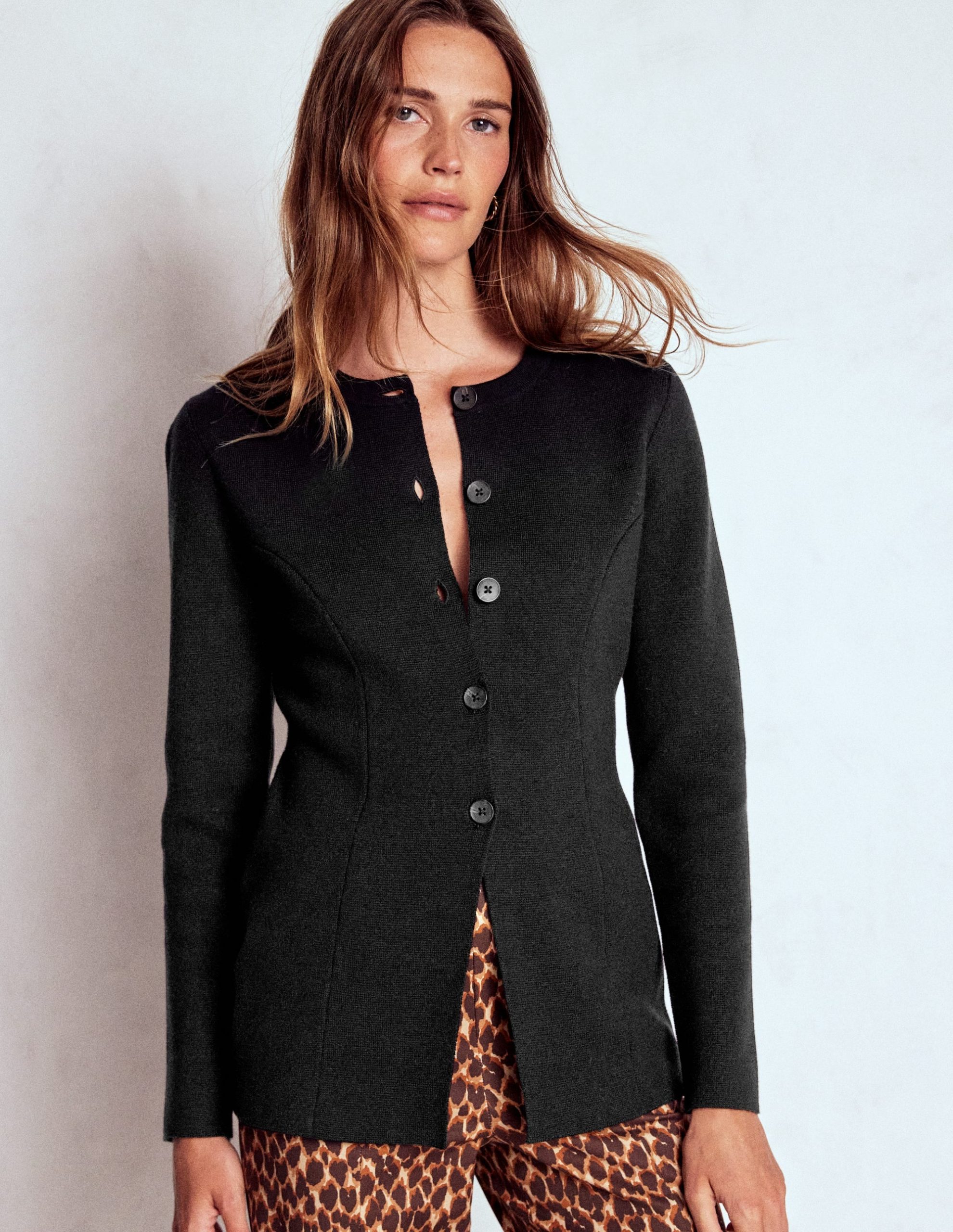 Joanna Fitted Knitted Jacket-Black - Image 4