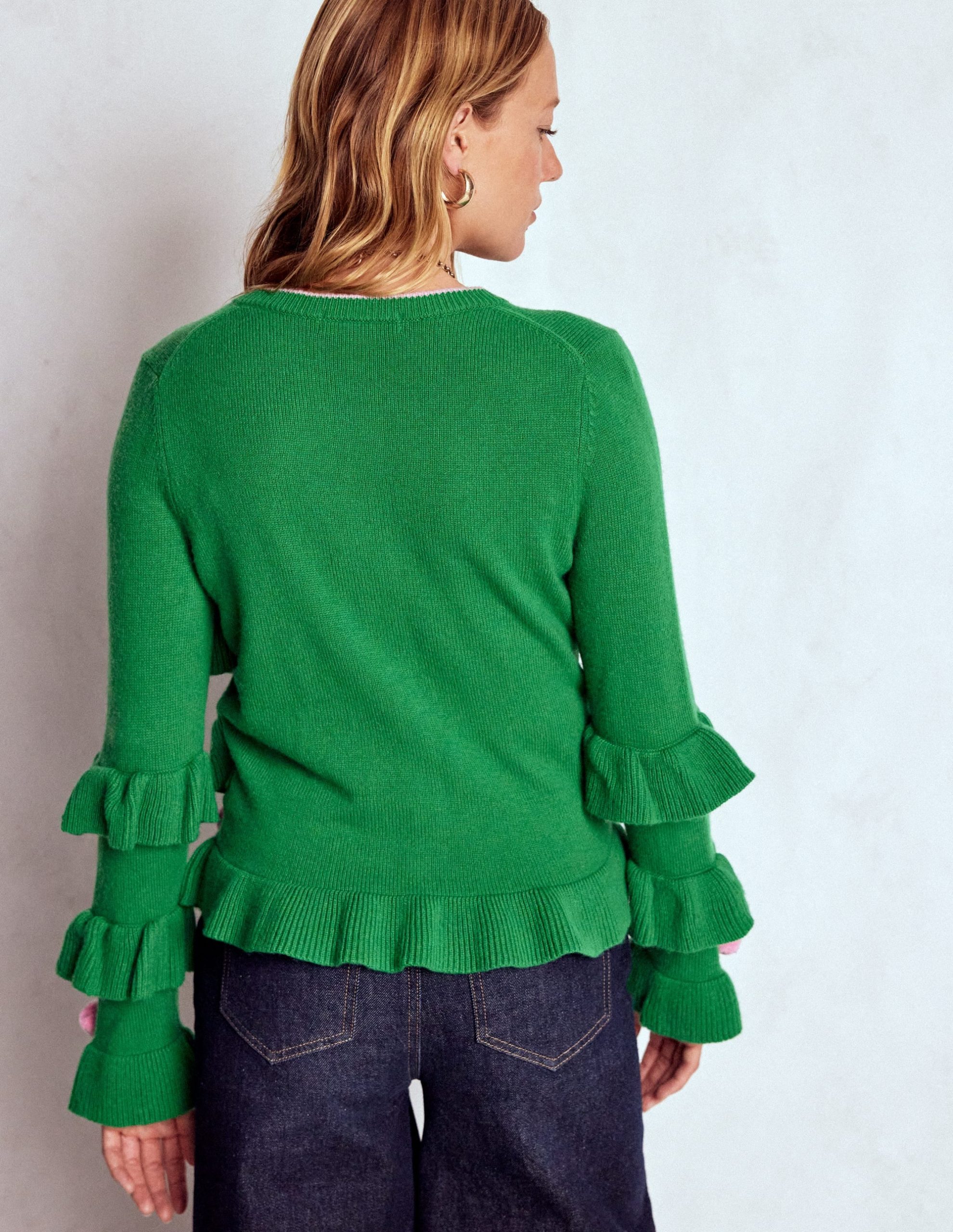 Festive Embroidered Cardigan-Sapling Green - Image 3