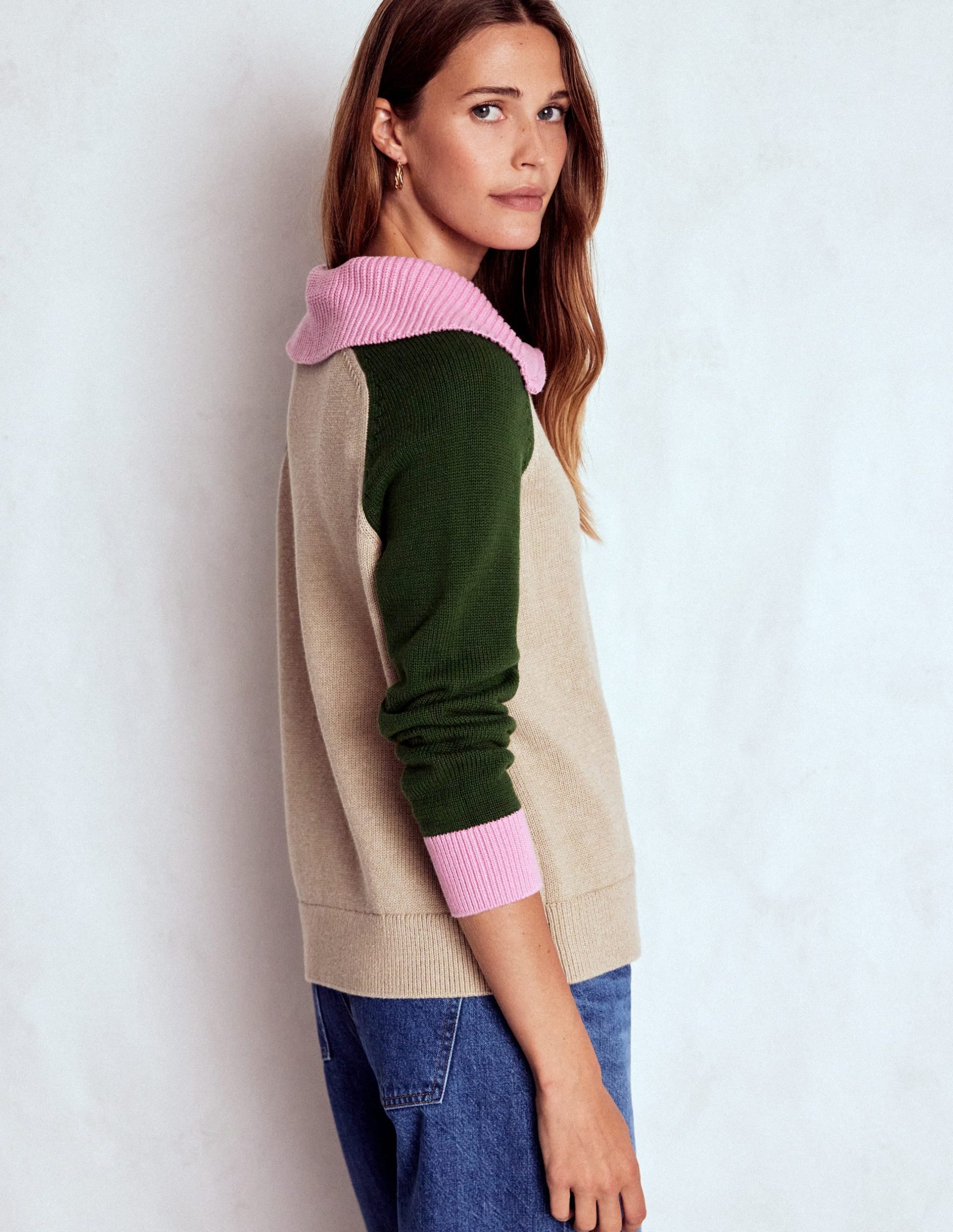 Lucy Half-zip Sweater-Chinchilla Melange. Green Fir - Image 3