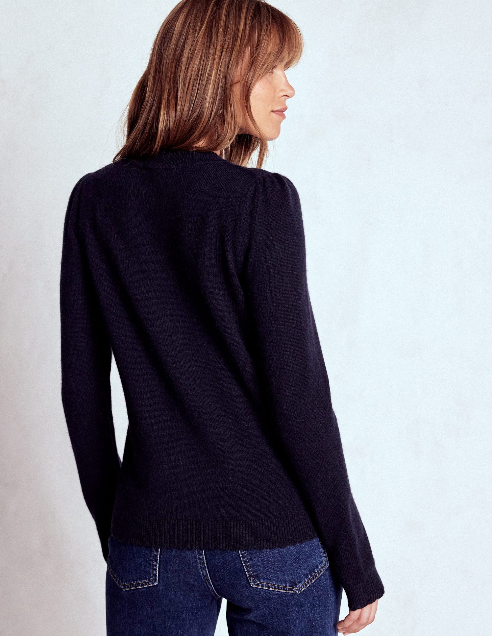 Elizabeth Embellished Cardigan-Navy. Floral Embellishment - Image 4