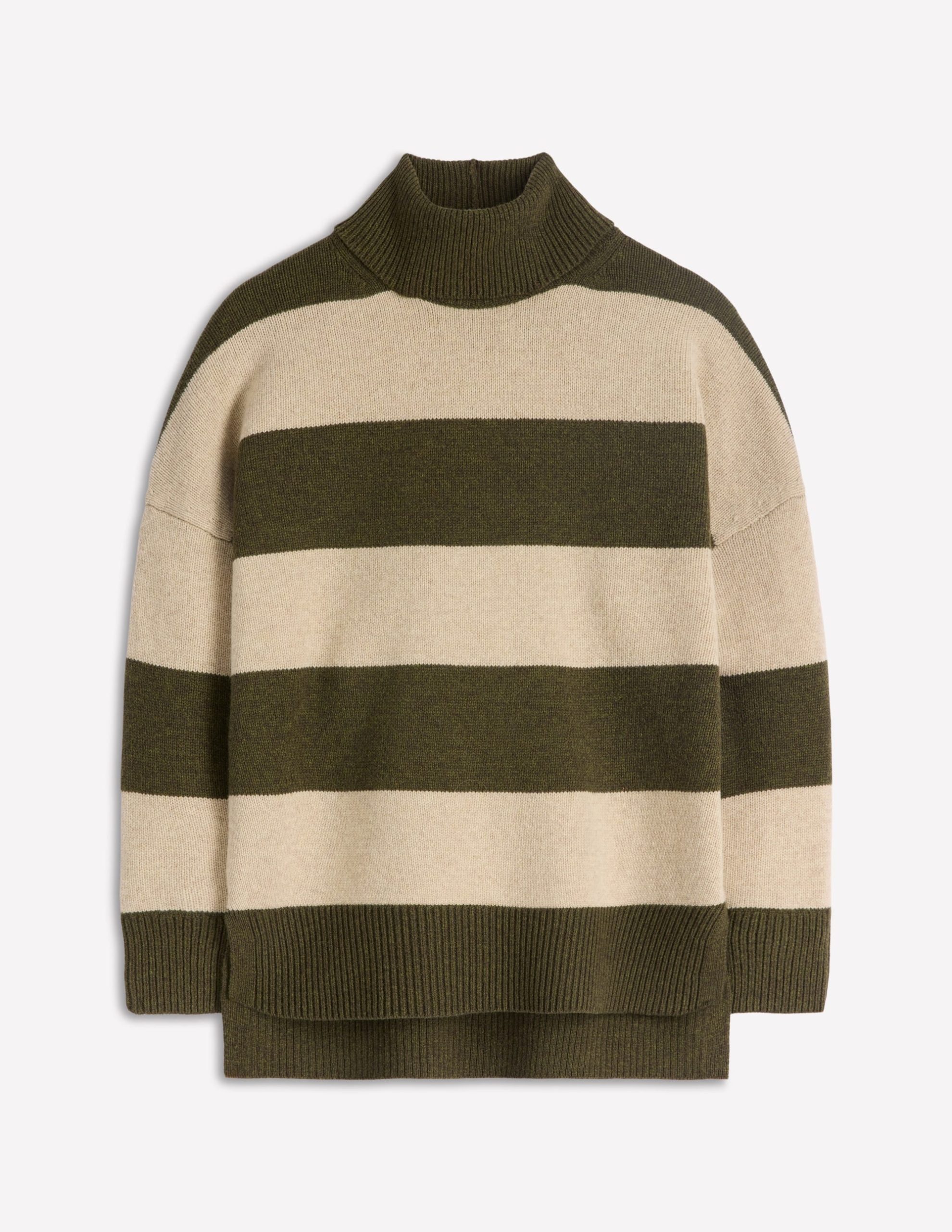 Polly Merino Roll Neck Sweater-Marsh. Linen Stripe - Image 6