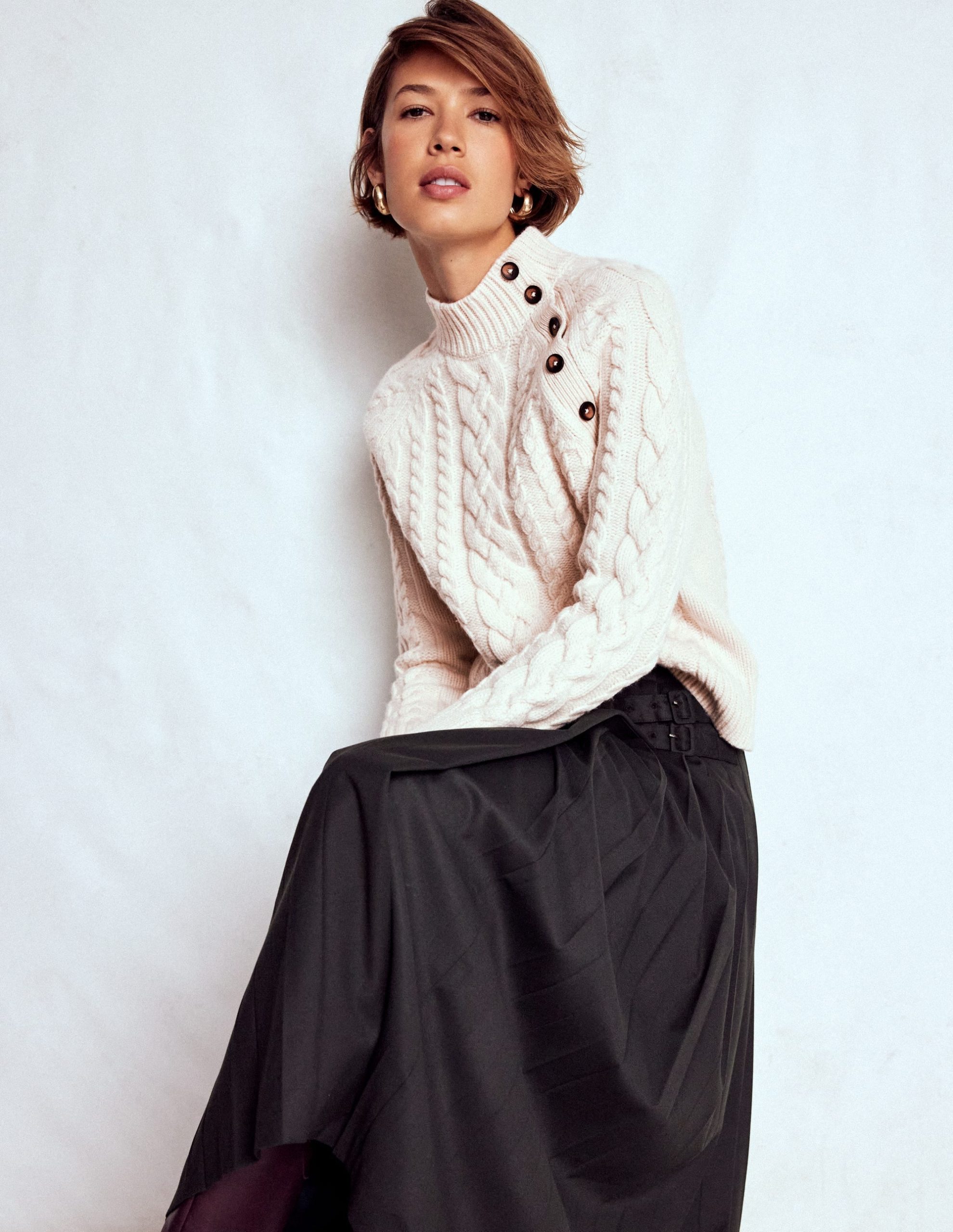 Amara Merino Cable Sweater-Warm Ivory - Image 2