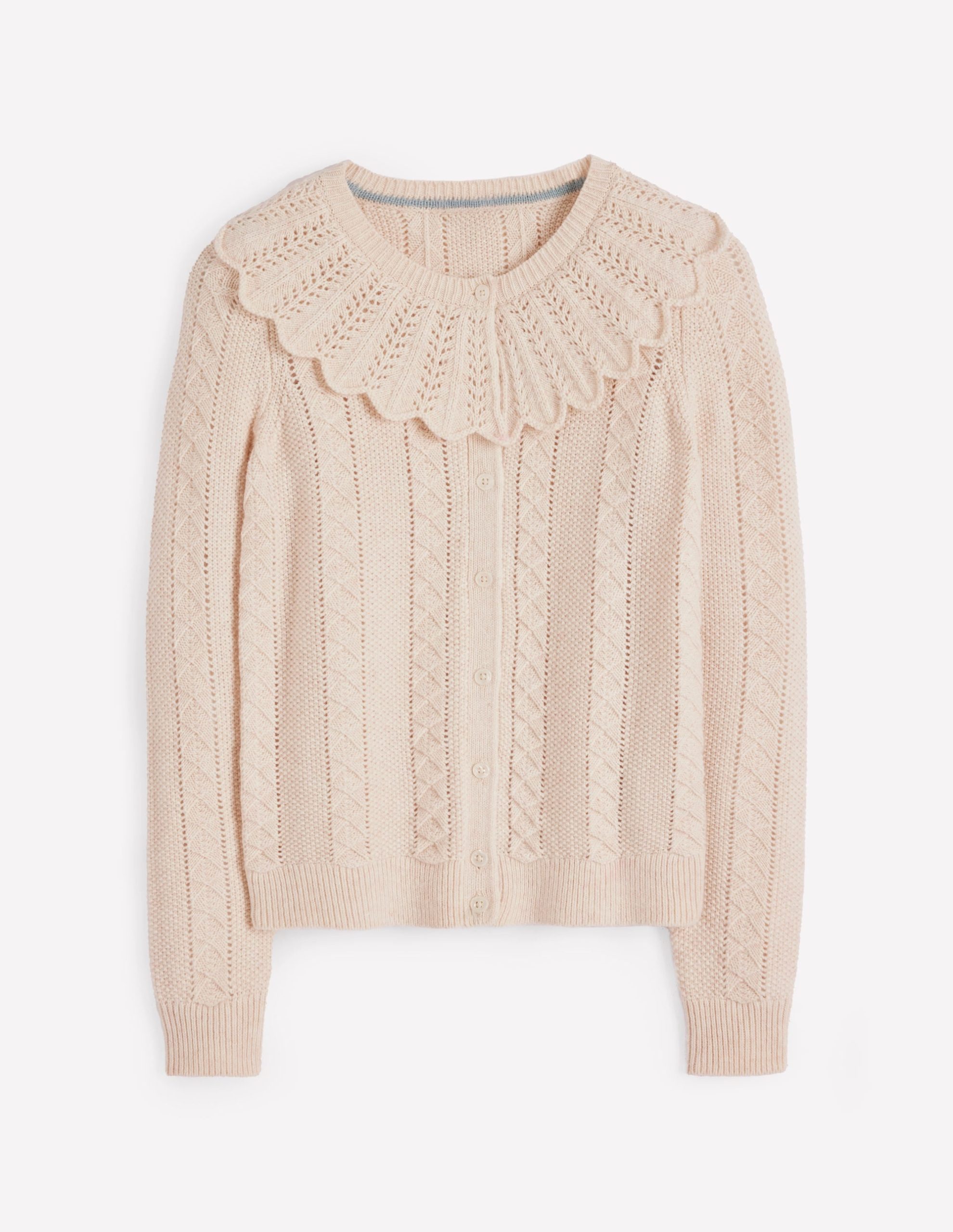 Scallop Collar Cardigan-Warm Ivory Melange - Image 6