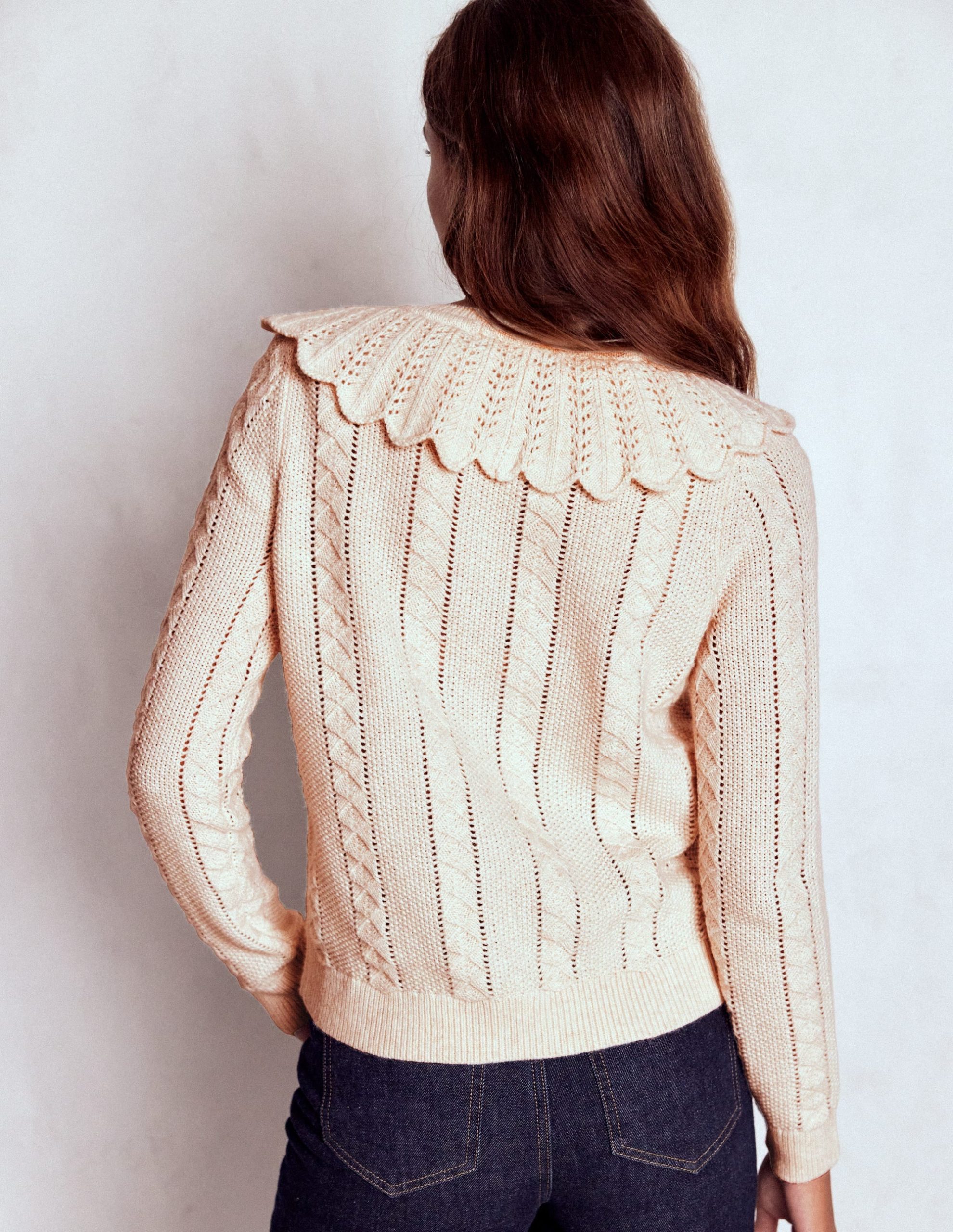 Scallop Collar Cardigan-Warm Ivory Melange - Image 4
