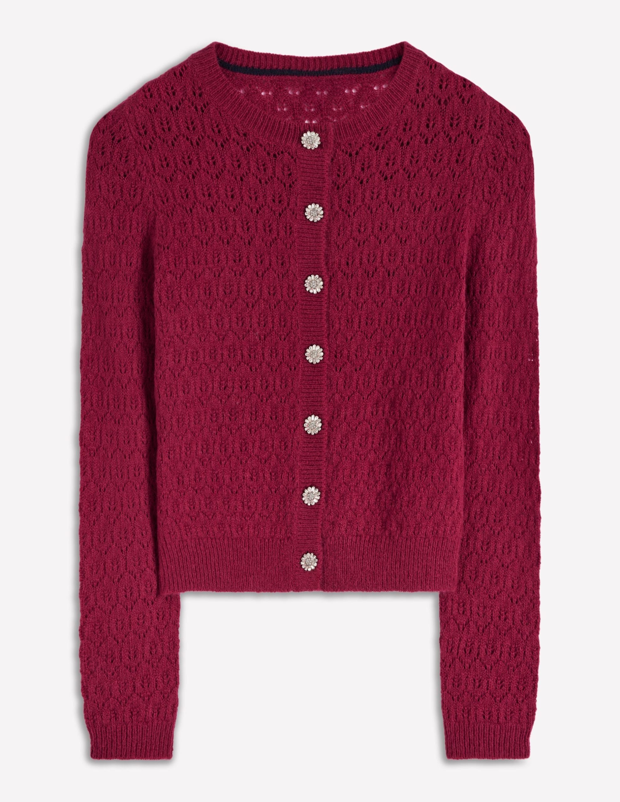Jewel Button Cardigan-Ruby Red - Image 6