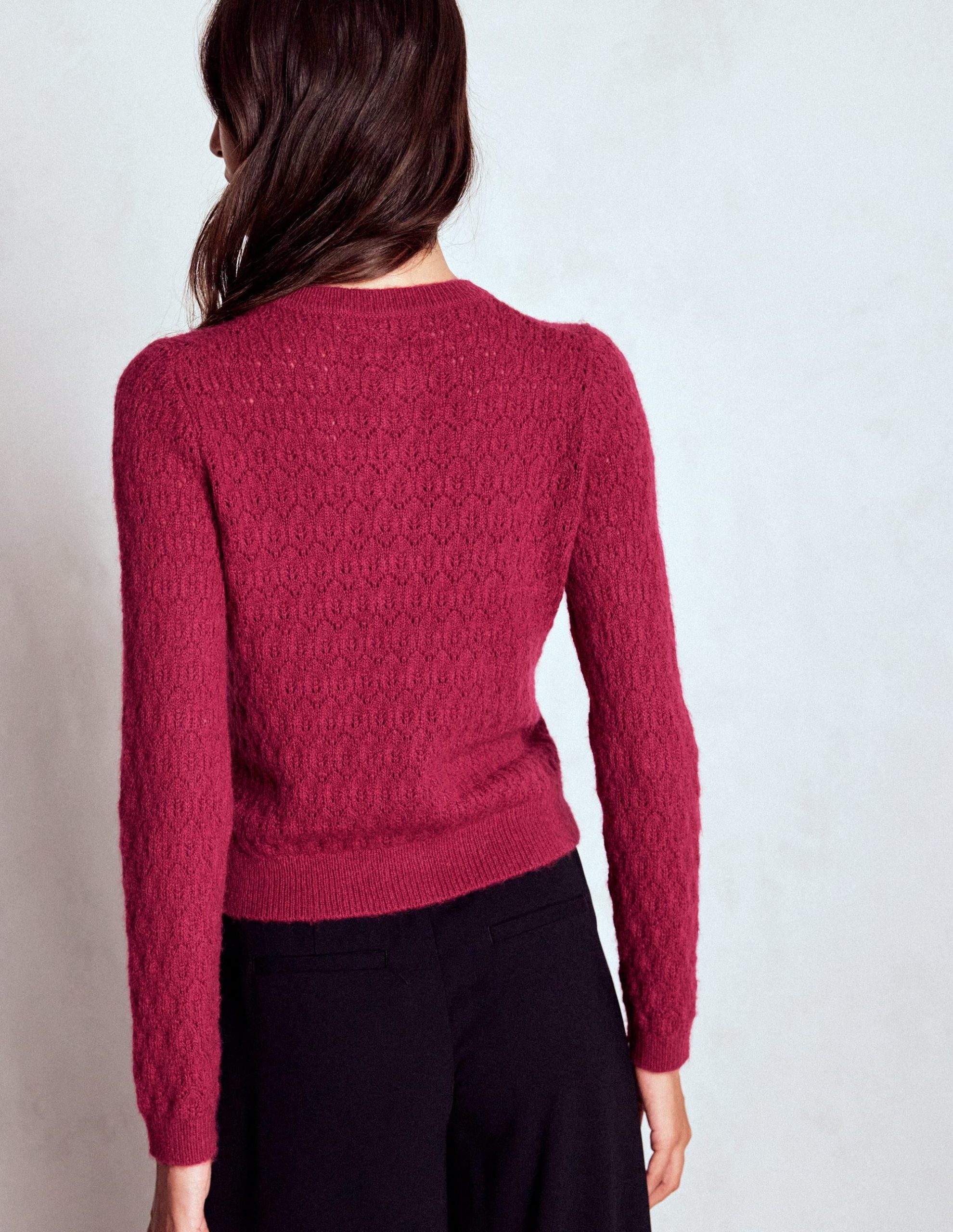 Jewel Button Cardigan-Ruby Red - Image 4