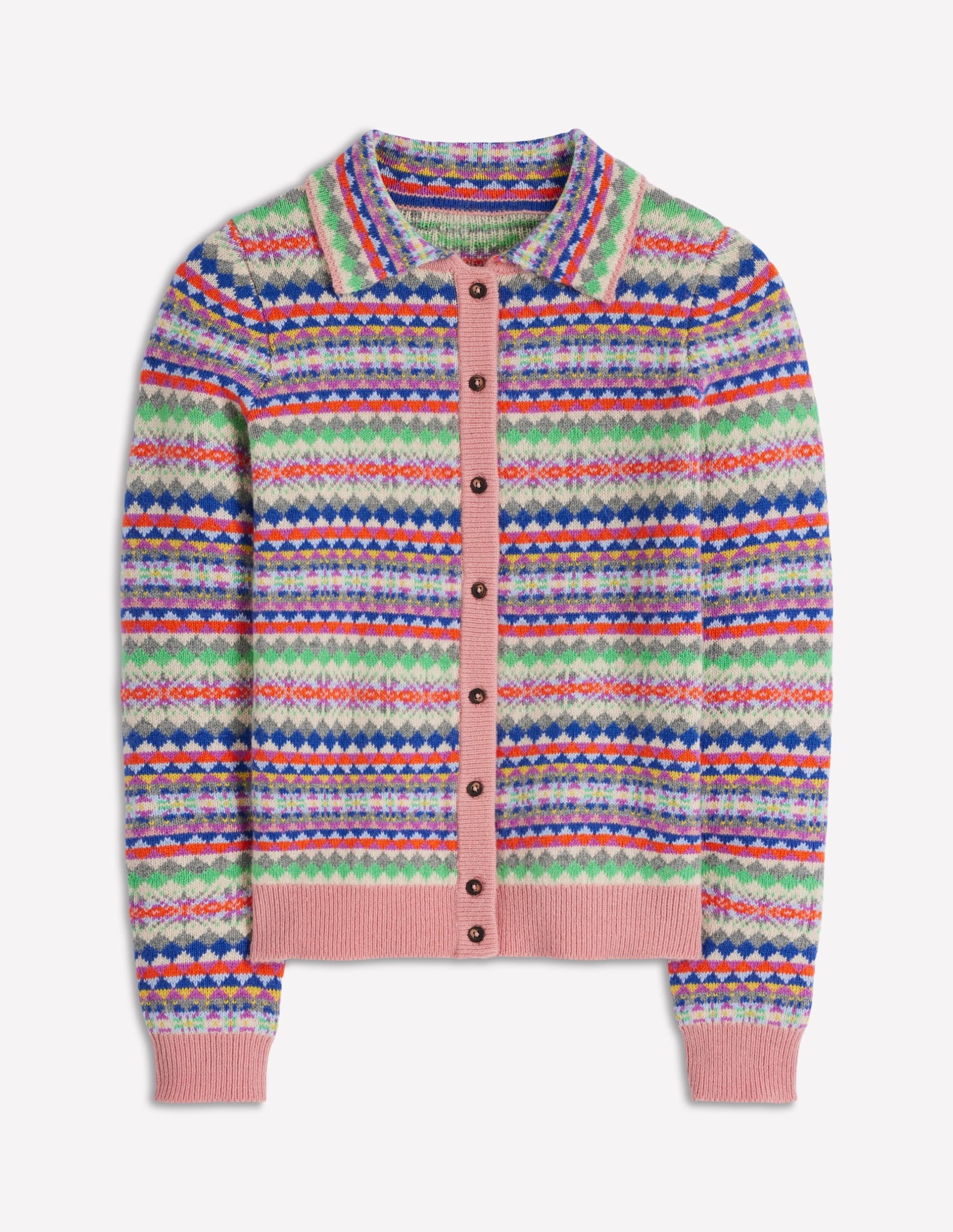 Edie Fair Isle Knitted Shirt-Pink Heritage Fair Isle - Image 6