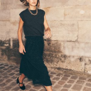 Cashmere Ribbed Trim Vest-Charcoal Melange