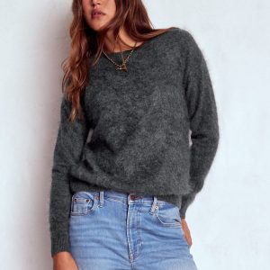 Brushed Cashmere Sweater-Slate Grey