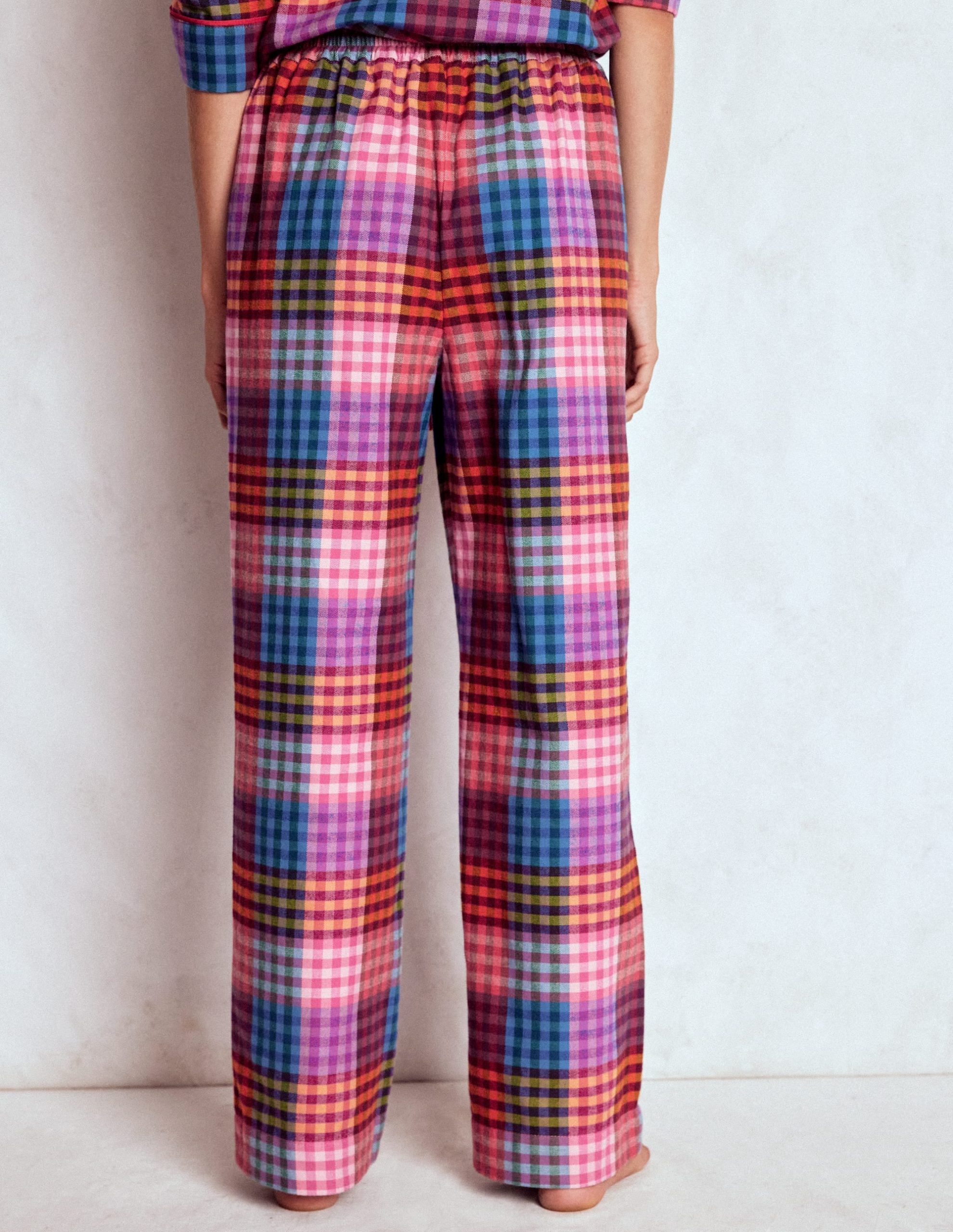 Brushed Cotton Pyjama Pants-Rainbow Blanket Check - Image 3