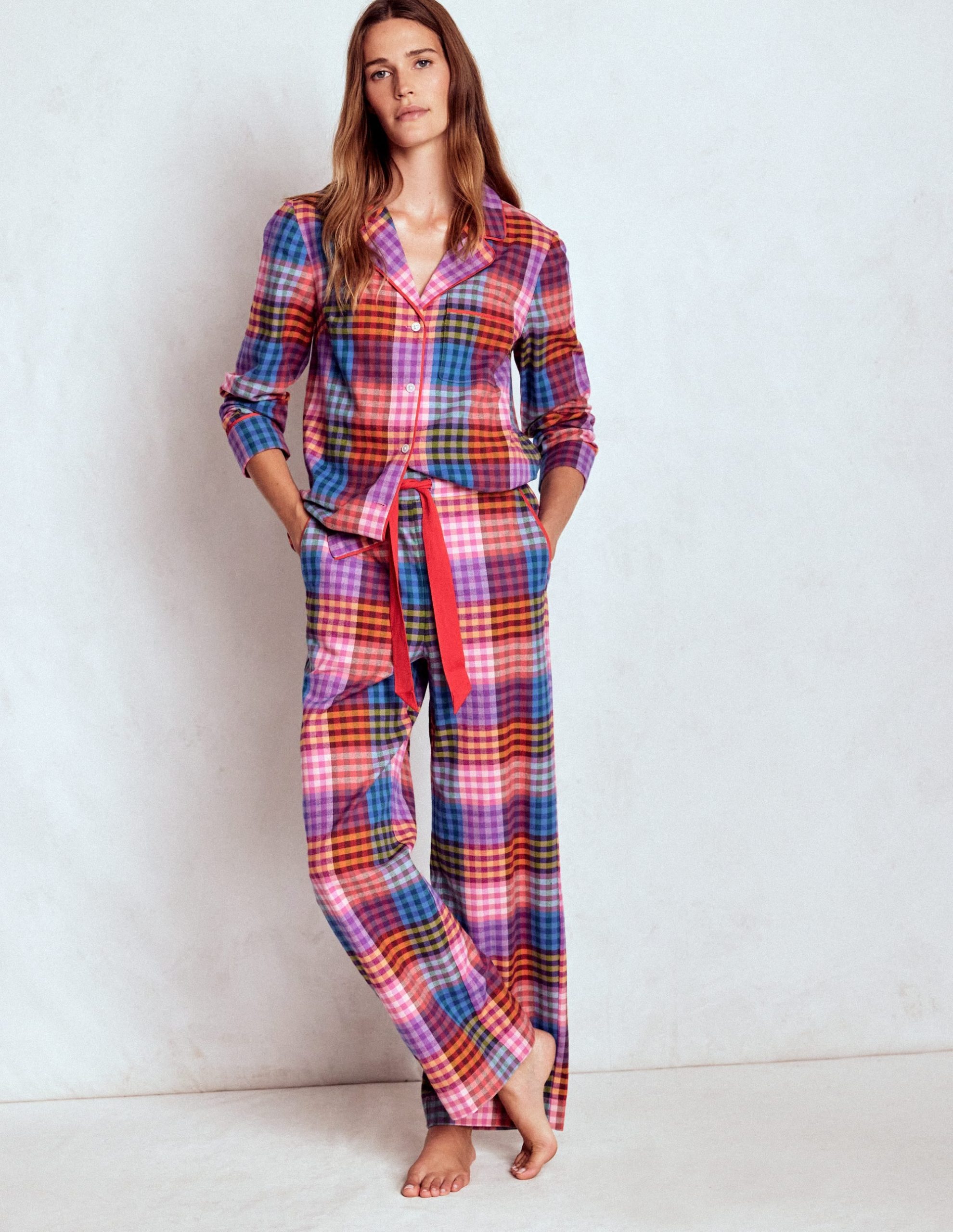 Brushed Cotton Pyjama Pants-Rainbow Blanket Check - Image 5
