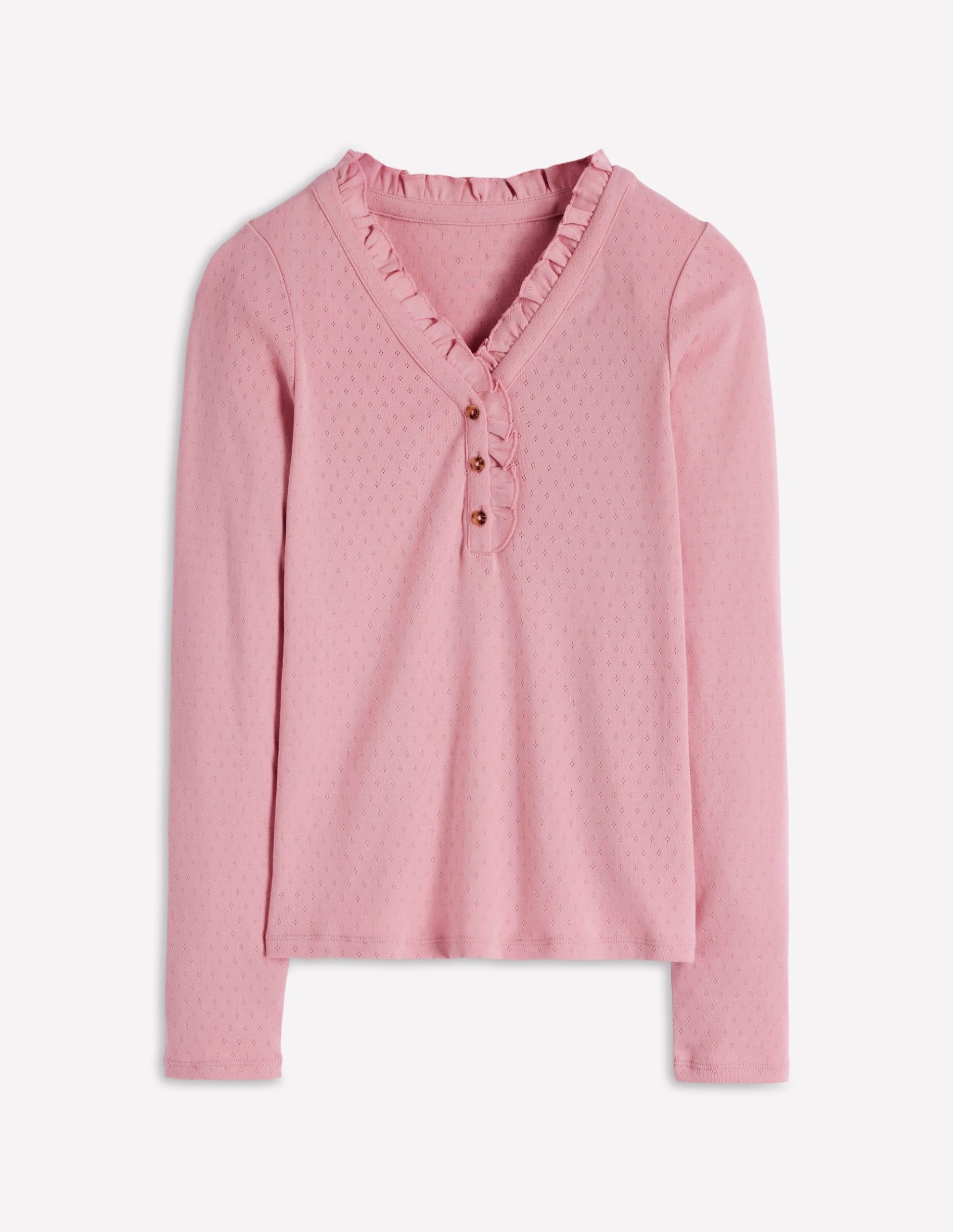 Henley Pyjama Top-Light Pink Marl - Image 4
