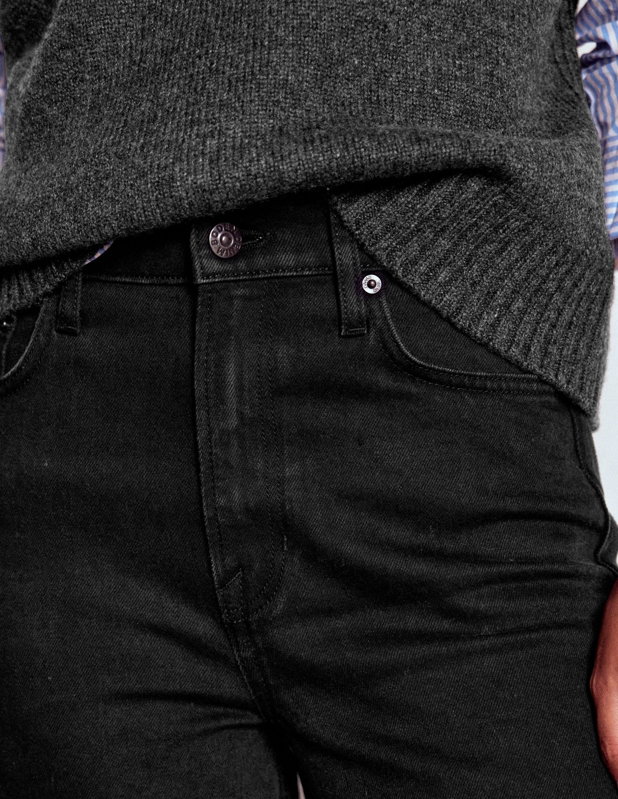 High Rise Column Leg Jeans-Black - Image 4