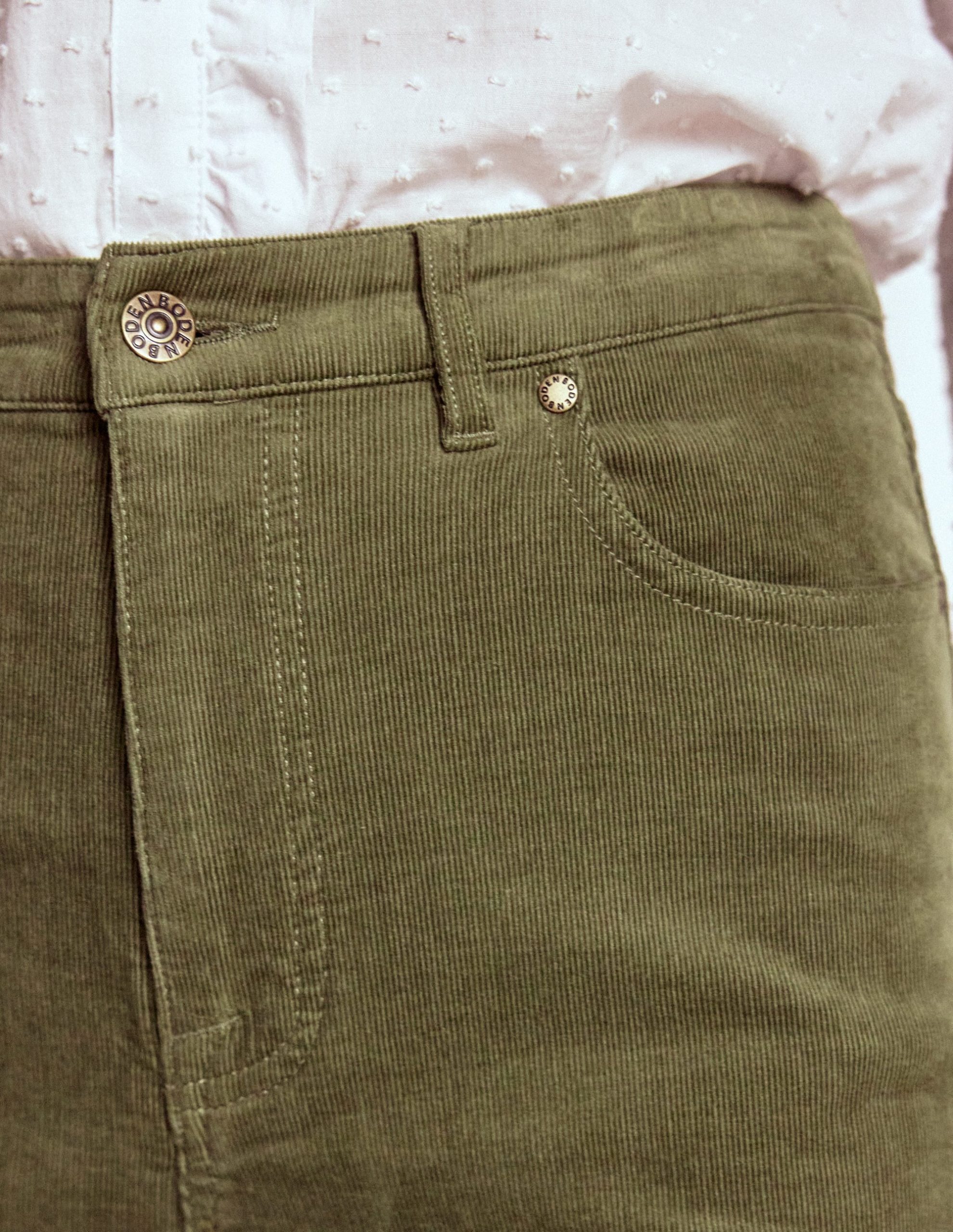 5-Pocket Cord Column Jeans-Green - Image 5