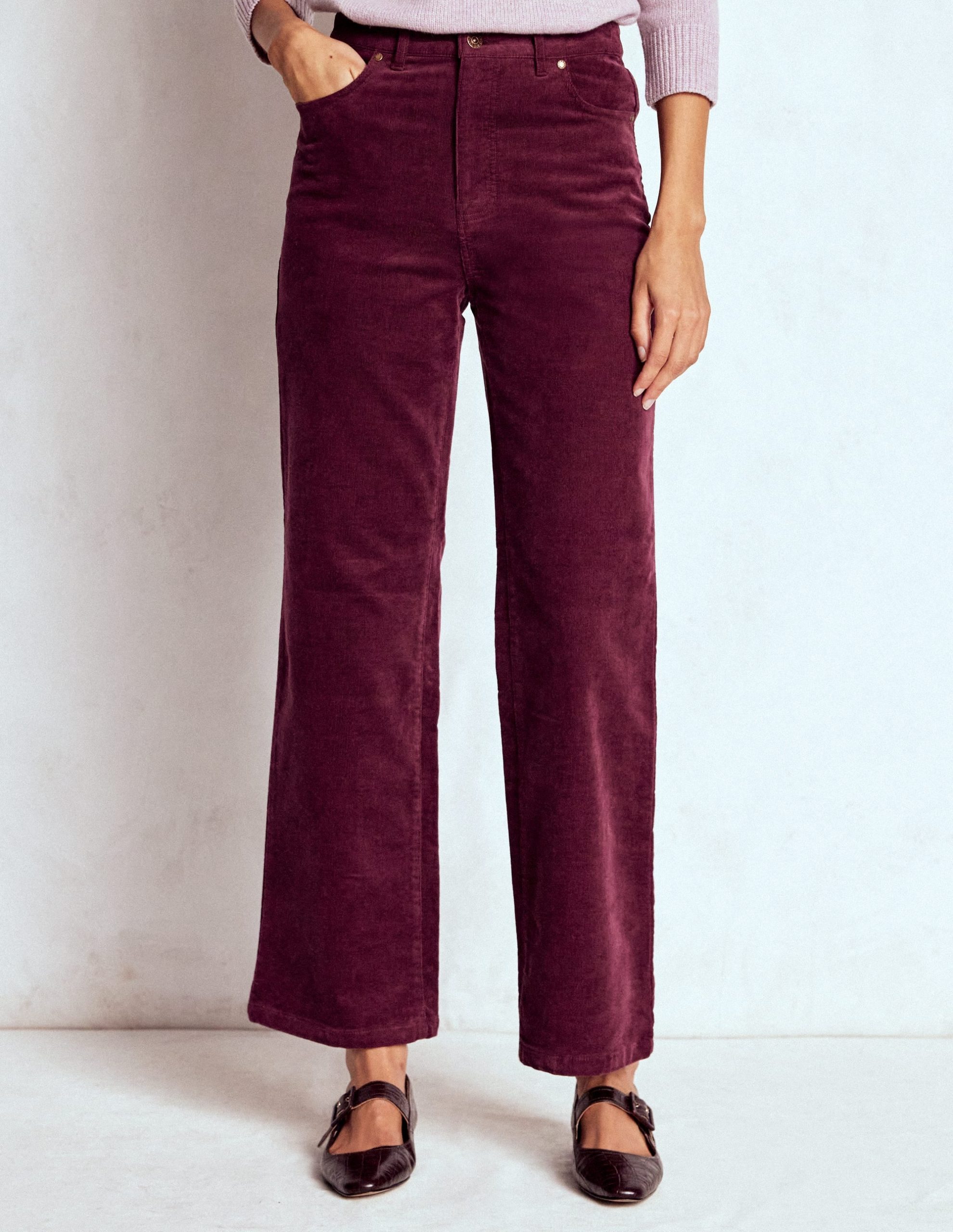 5-Pocket Cord Column Jeans-Burgundy - Image 4
