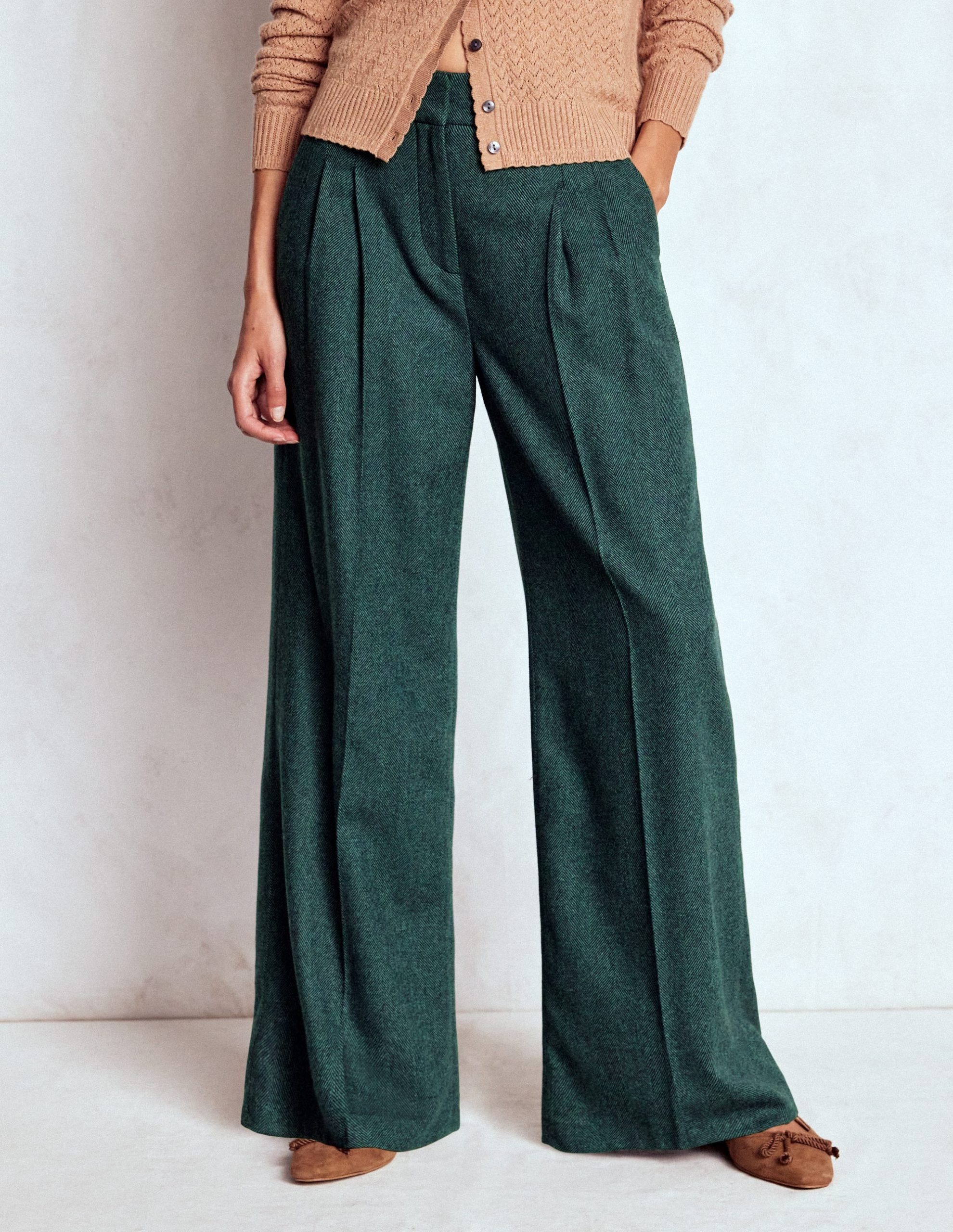 Kensington Tailored Pants-Green and Navy Herringbone - Image 4