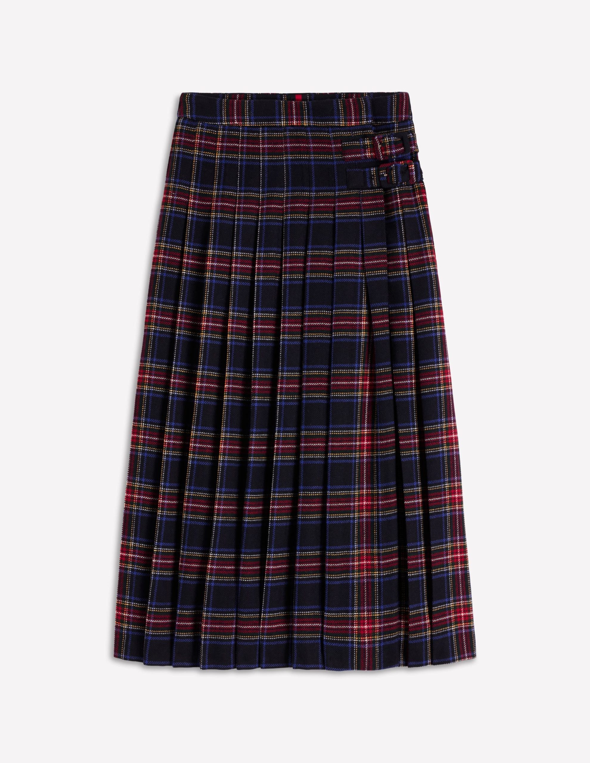Josephine Wool Kilt Skirt-Navy. Green and Red Check - Image 6