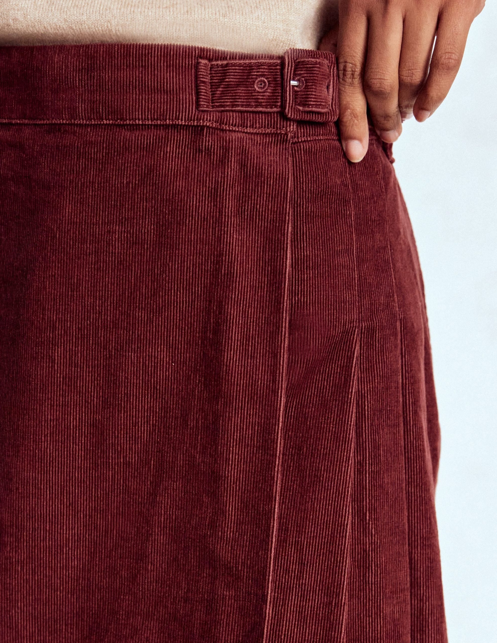 Helen Cord Kilt Skirt-Chestnut - Image 2