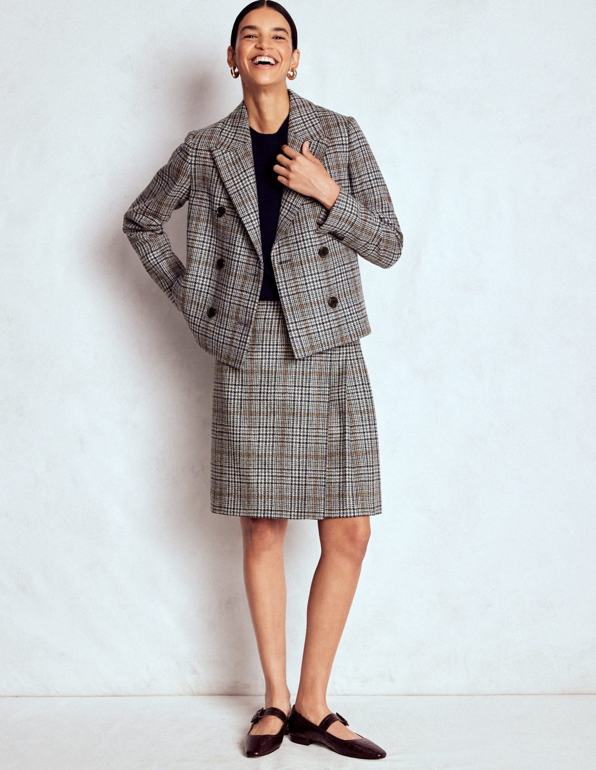 Helen Wool Kilt Skirt-Blue and Grey Prince of Wales - Image 6