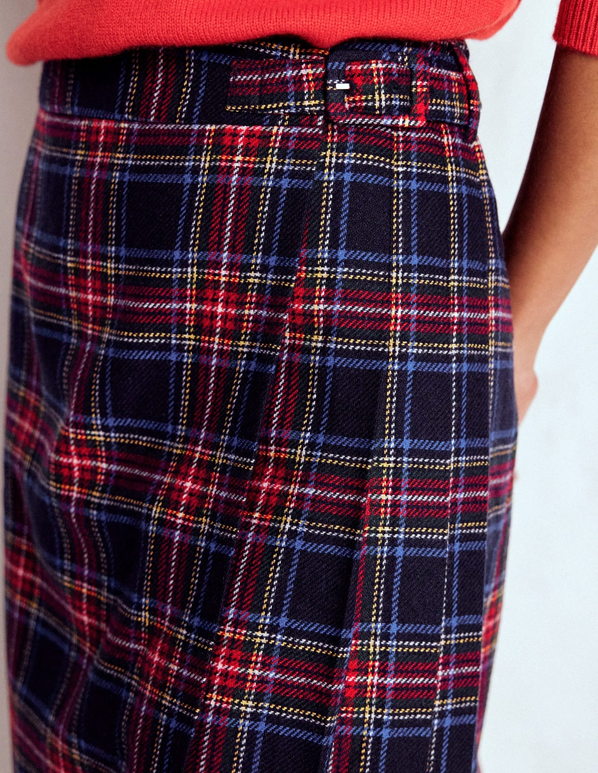 Helen Wool Kilt Skirt-Navy. Green and Red Check - Image 2