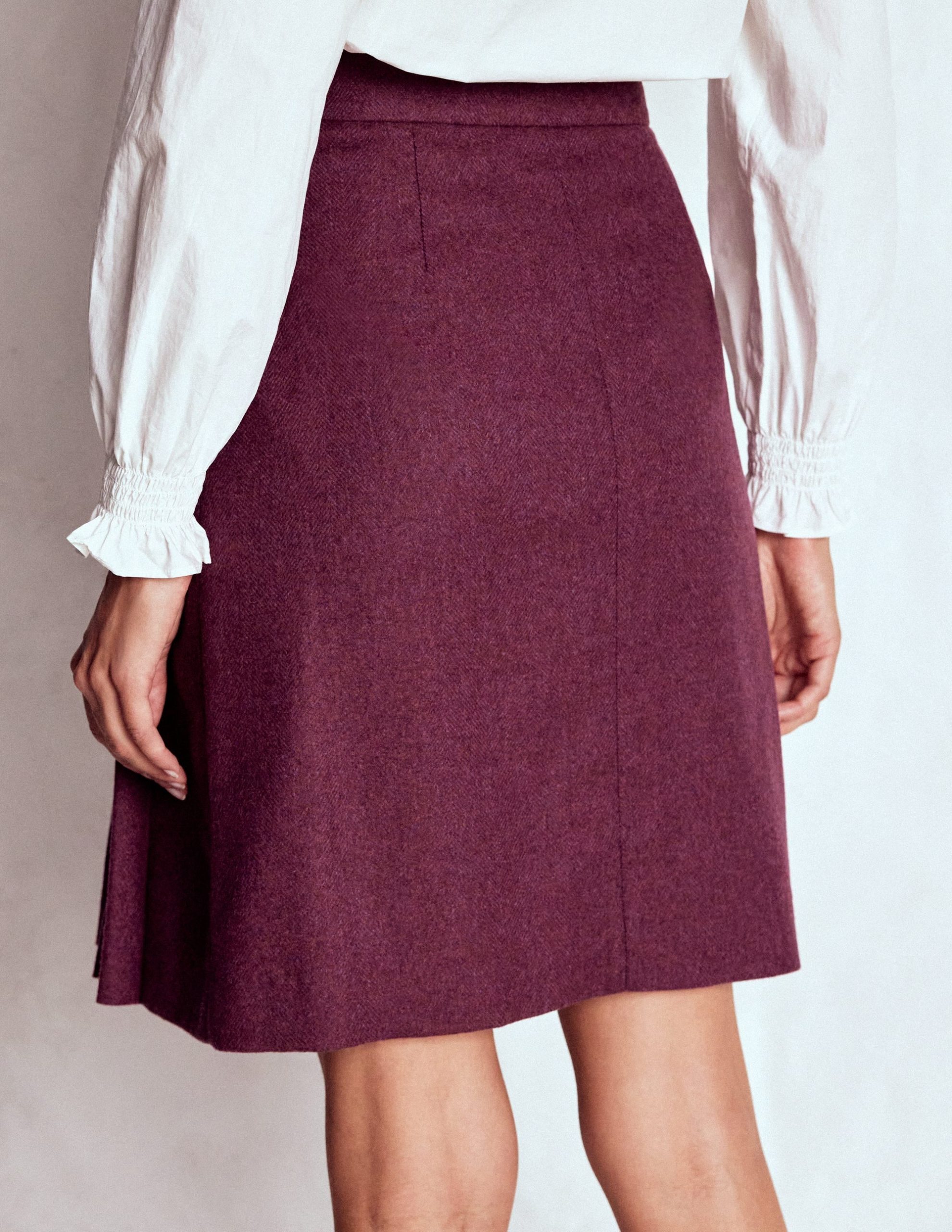 Helen Wool Kilt Skirt-Maroon and Purple Herringbone - Image 3