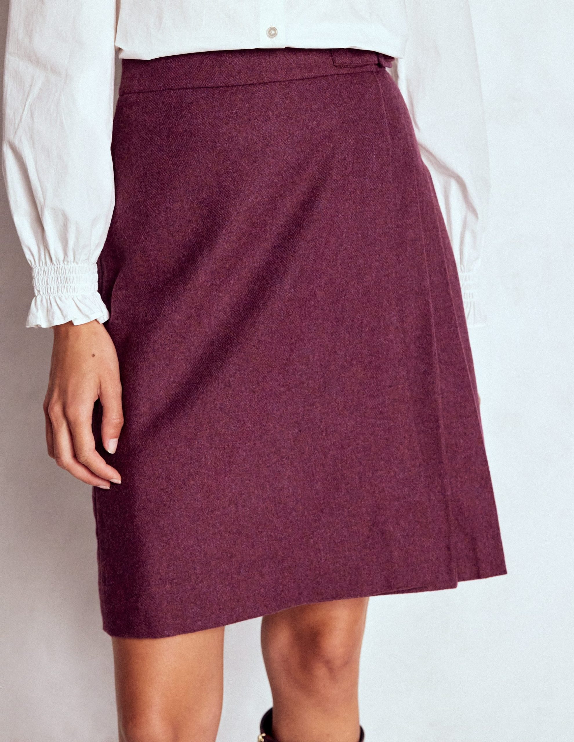 Helen Wool Kilt Skirt-Maroon and Purple Herringbone - Image 4