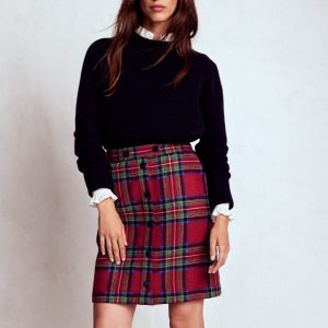 Cecelia Wool Skirt-Red. Blue and Green Check