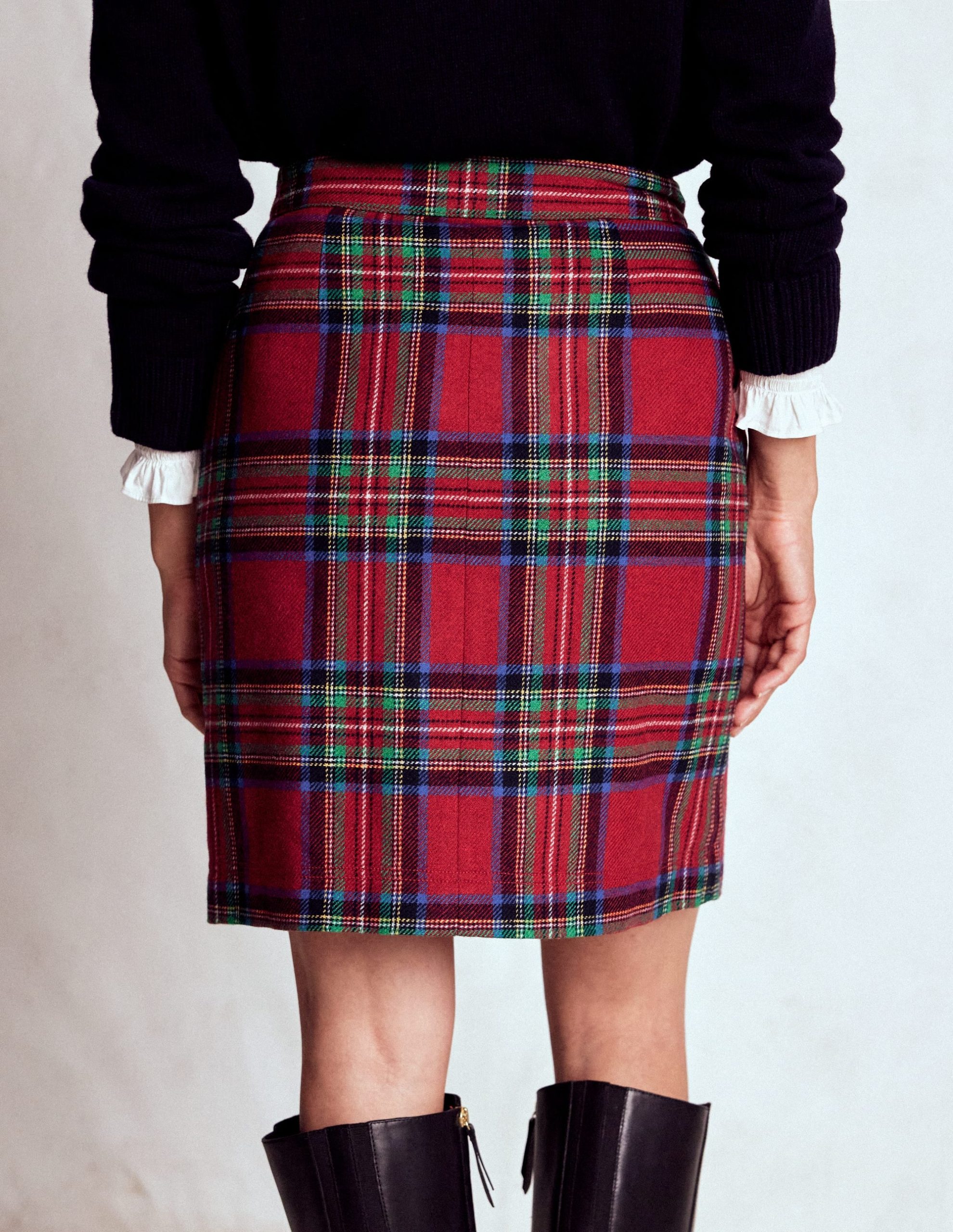 Cecelia Wool Skirt-Red. Blue and Green Check - Image 3