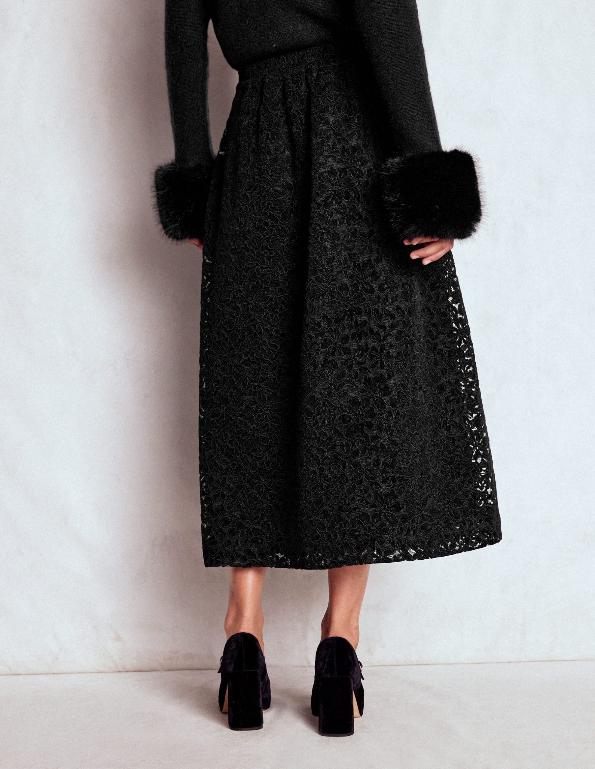 Verity Lace Midi Skirt-Black Lace - Image 4