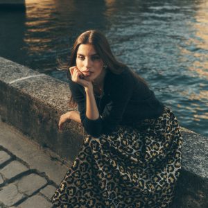 Verity Jacquard Midi Skirt-Leopard Print