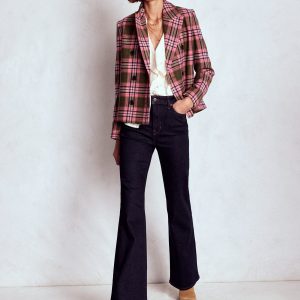 High Rise Fitted Flare Jeans-Indigo