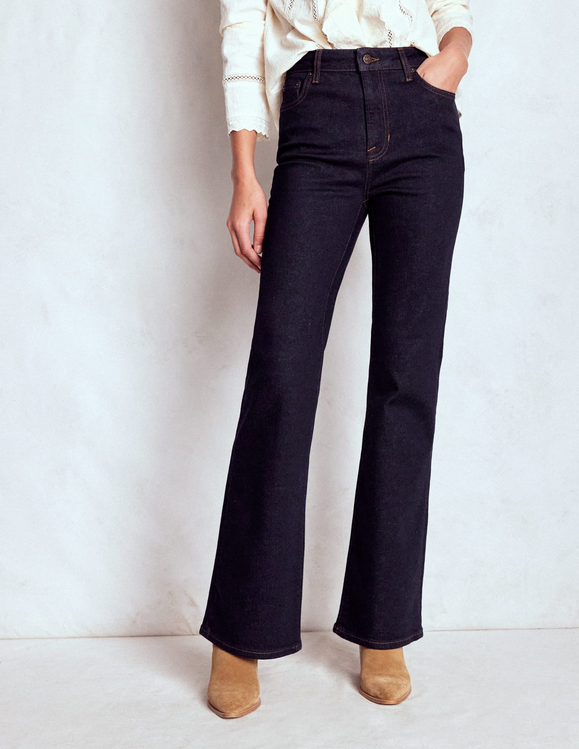 High Rise Fitted Flare Jeans-Indigo - Image 6