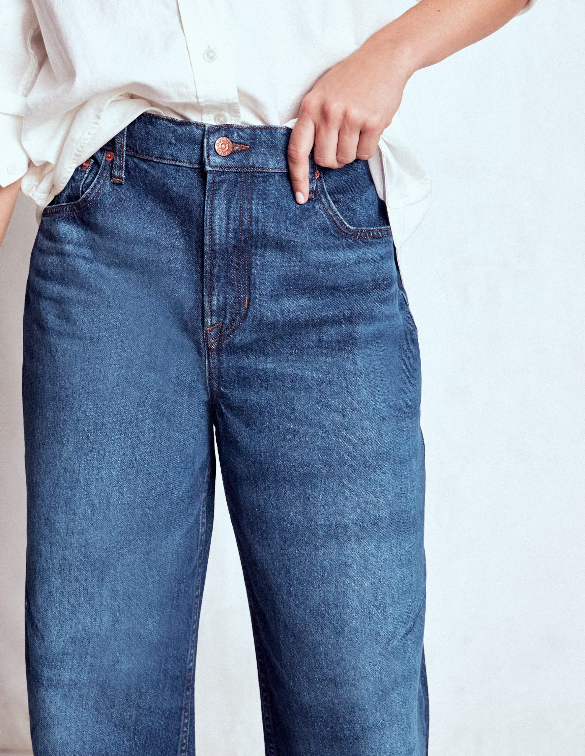 Full Length Barrel Leg Jeans-Dark Vintage - Image 2