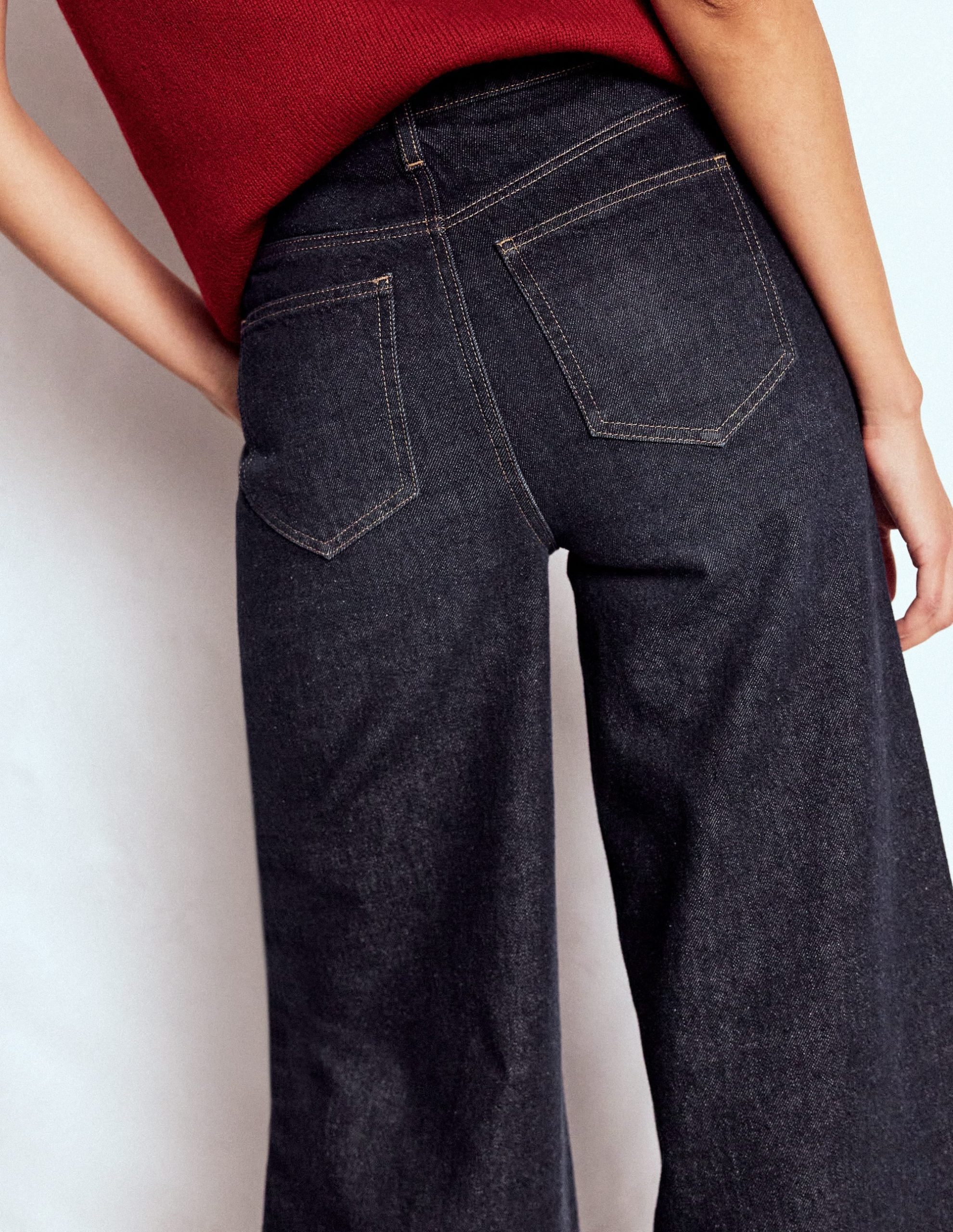 High Waist Wide Leg Jeans-Indigo Rinse - Image 2