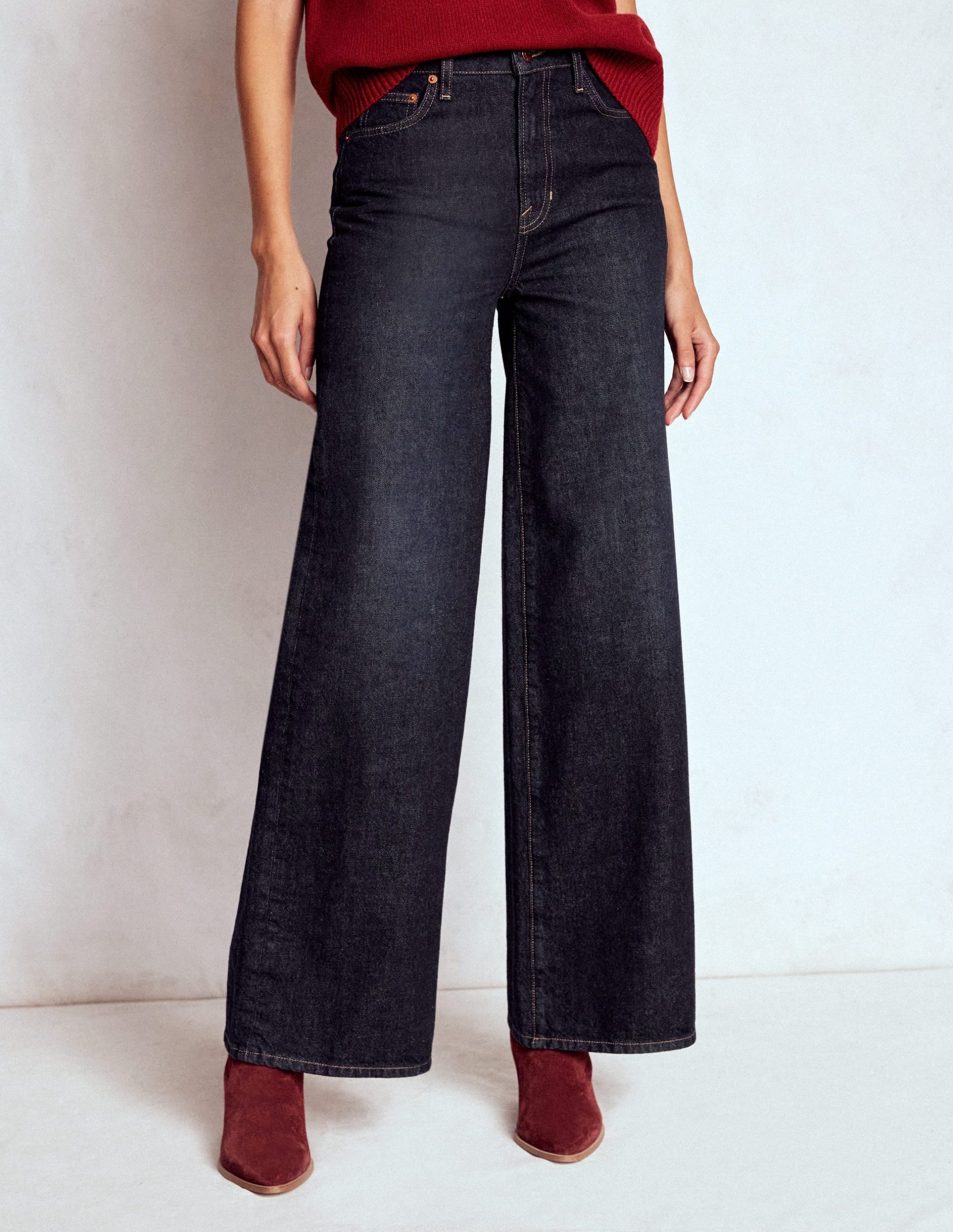 High Waist Wide Leg Jeans-Indigo Rinse - Image 4