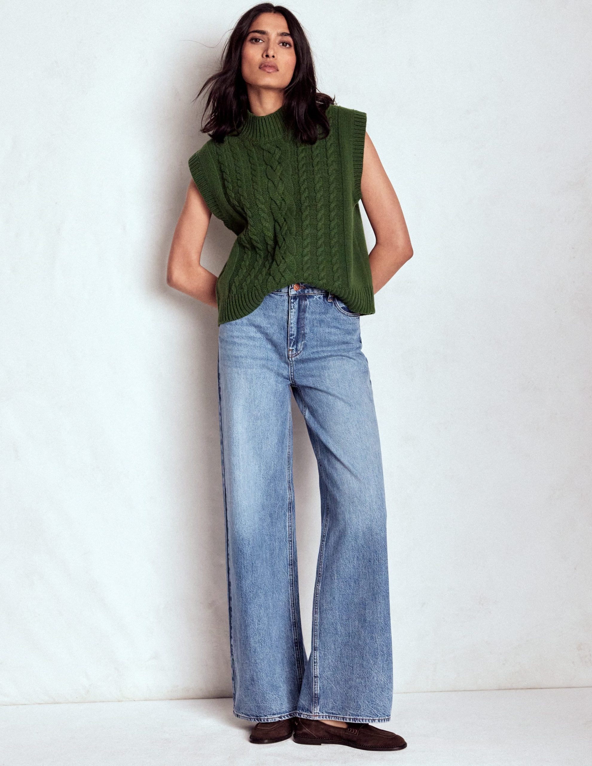 High Waist Wide Leg Jeans-Mid Vintage - Image 5