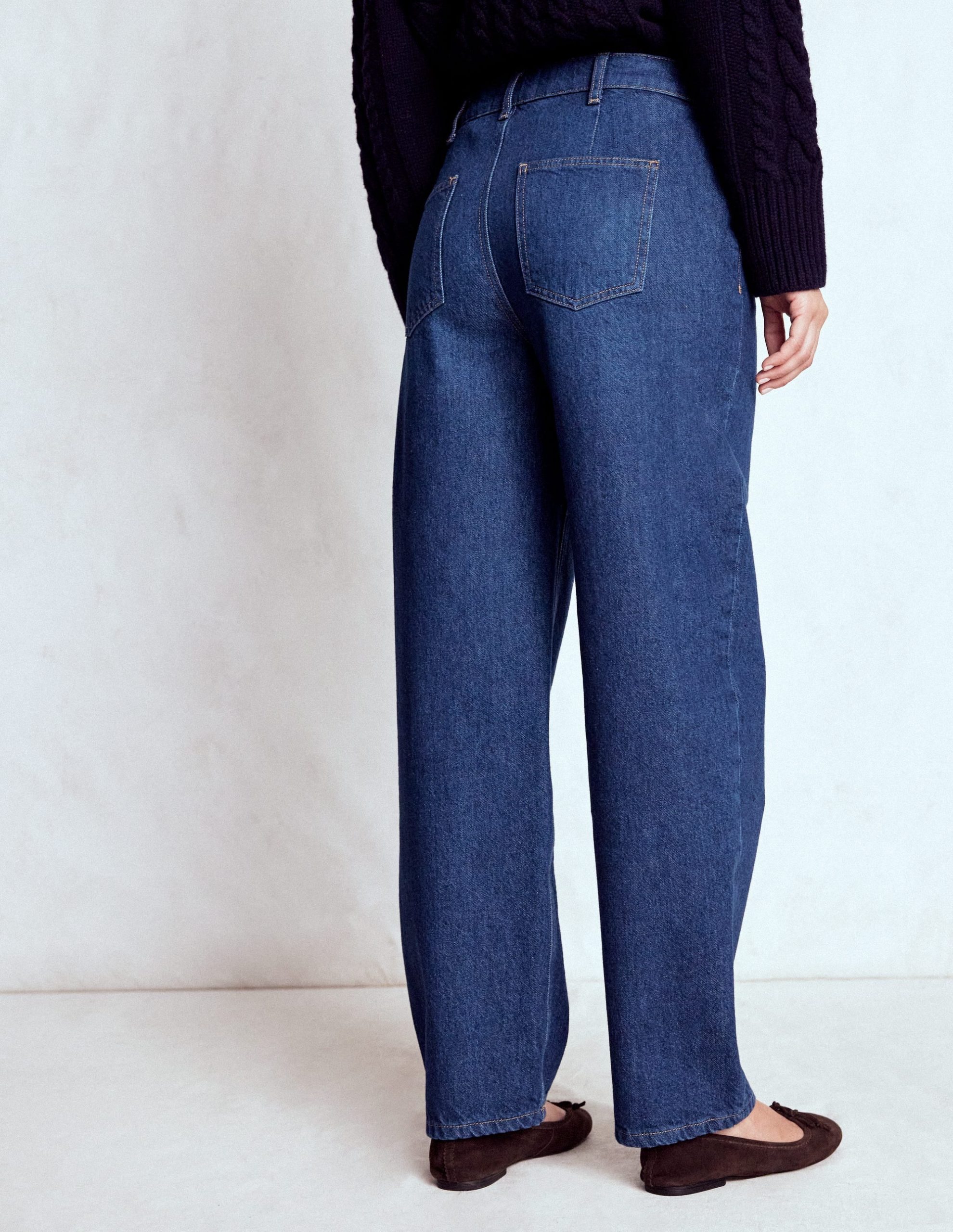 Exposed Button Straight Jeans-Indigo - Image 3