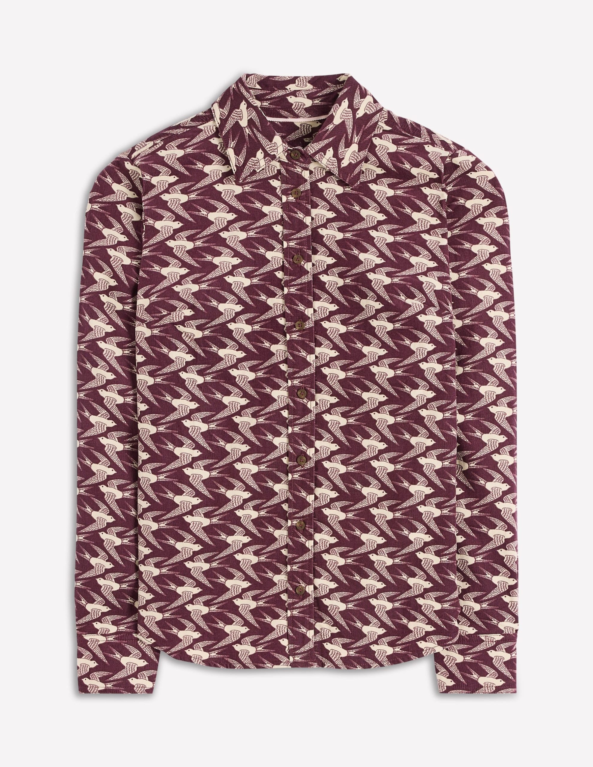 Sienna Cord Shirt-Dark Cherry. Swooping Swallow - Image 4