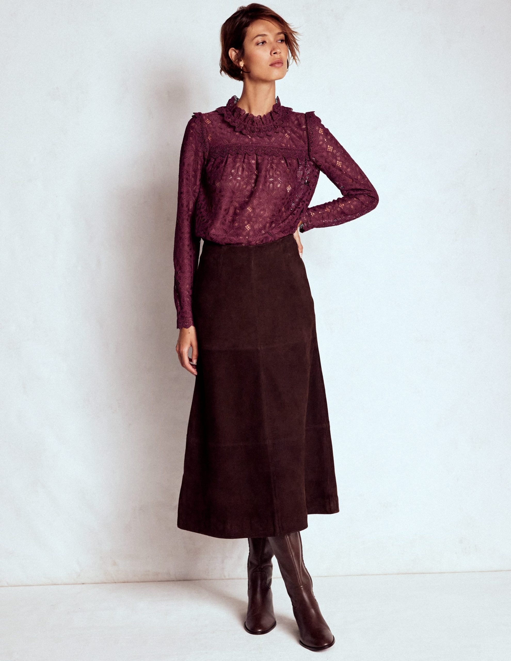 Lace Trim Detail Top-Deep Wisteria - Image 4