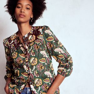 Corrine Cotton Top-Dark Green. Ornate Meadow