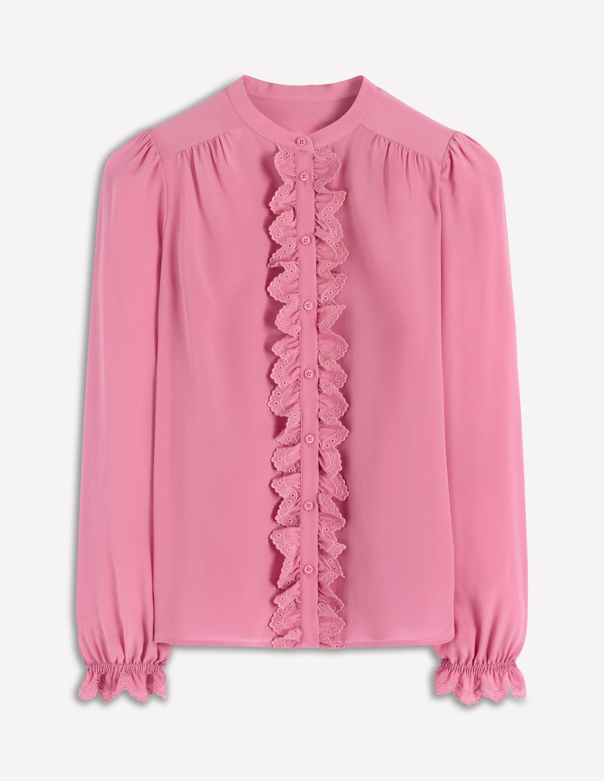 Alice Frill Front Silk Top-Pink Heather - Image 6