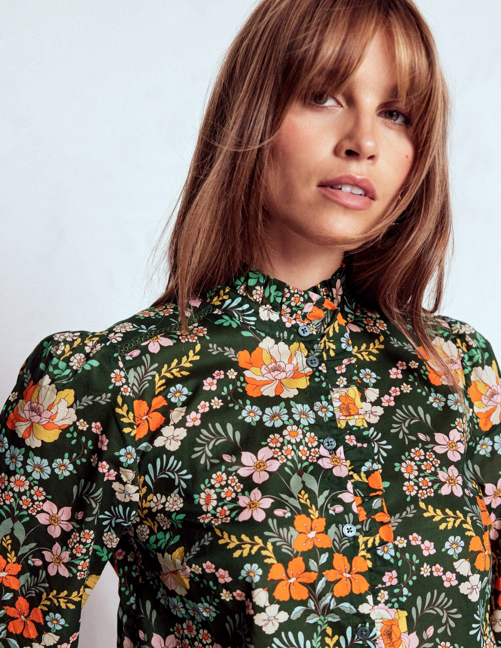 Helena Cotton Top-Green. Flourishing Garden - Image 3